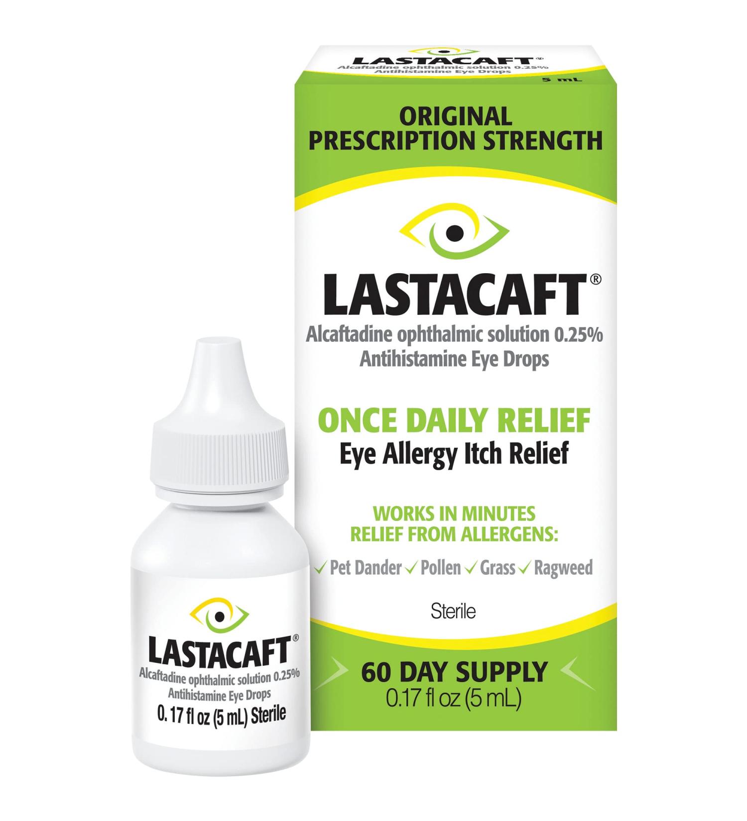 Lastacaft Once Daily Eye Allergy Itch Relief Drops 0.17 fl oz (5 mL) 1 Count - Buy Online on GoSupps.com