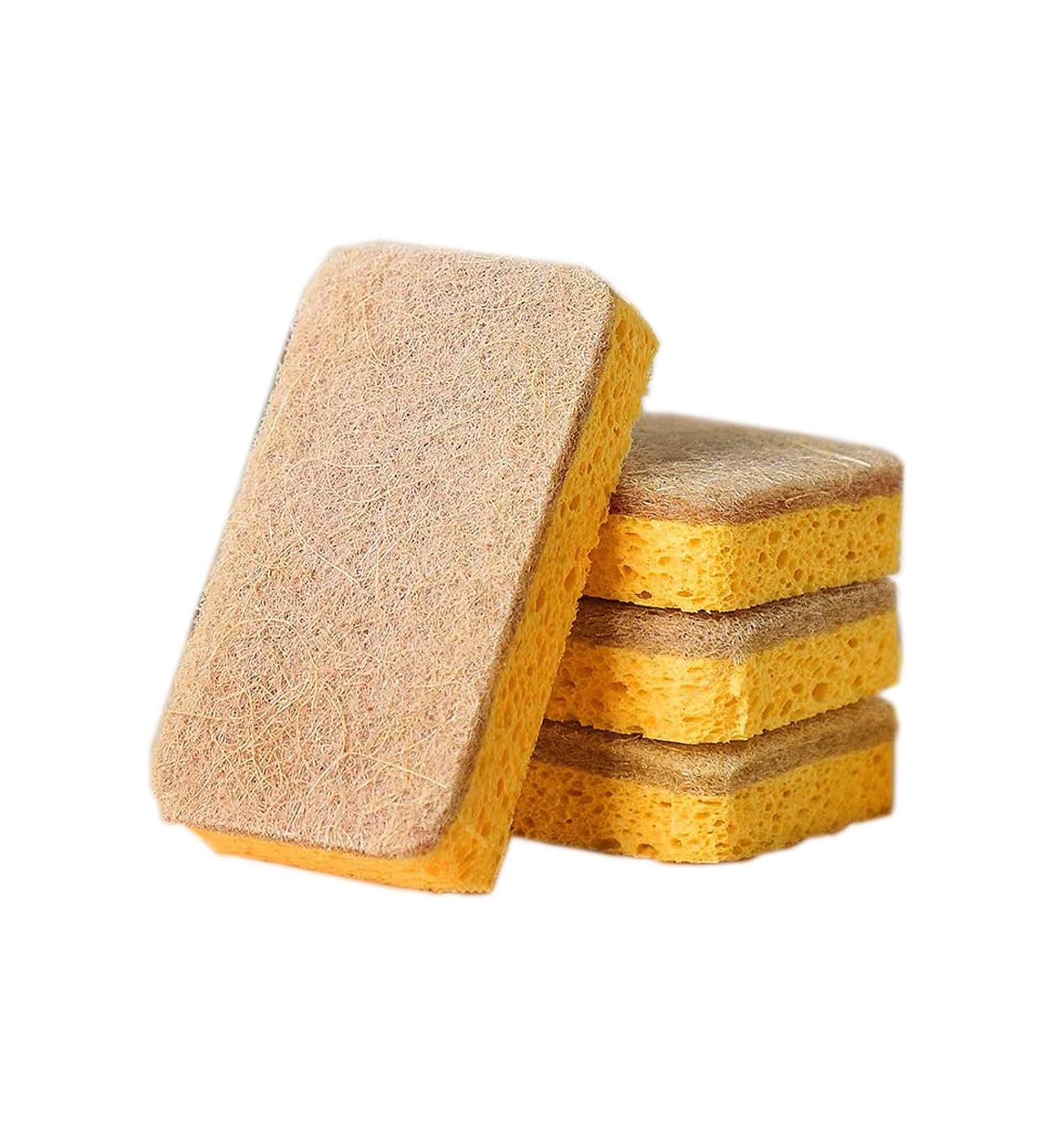 Lythor Natural Sponge 4 Pack Kitchen Dish Sponges Scrub Sponges with Non Scratch Biodegradable Compostable Cleaning Sponges (4) - Buy Online on GoSupps.com