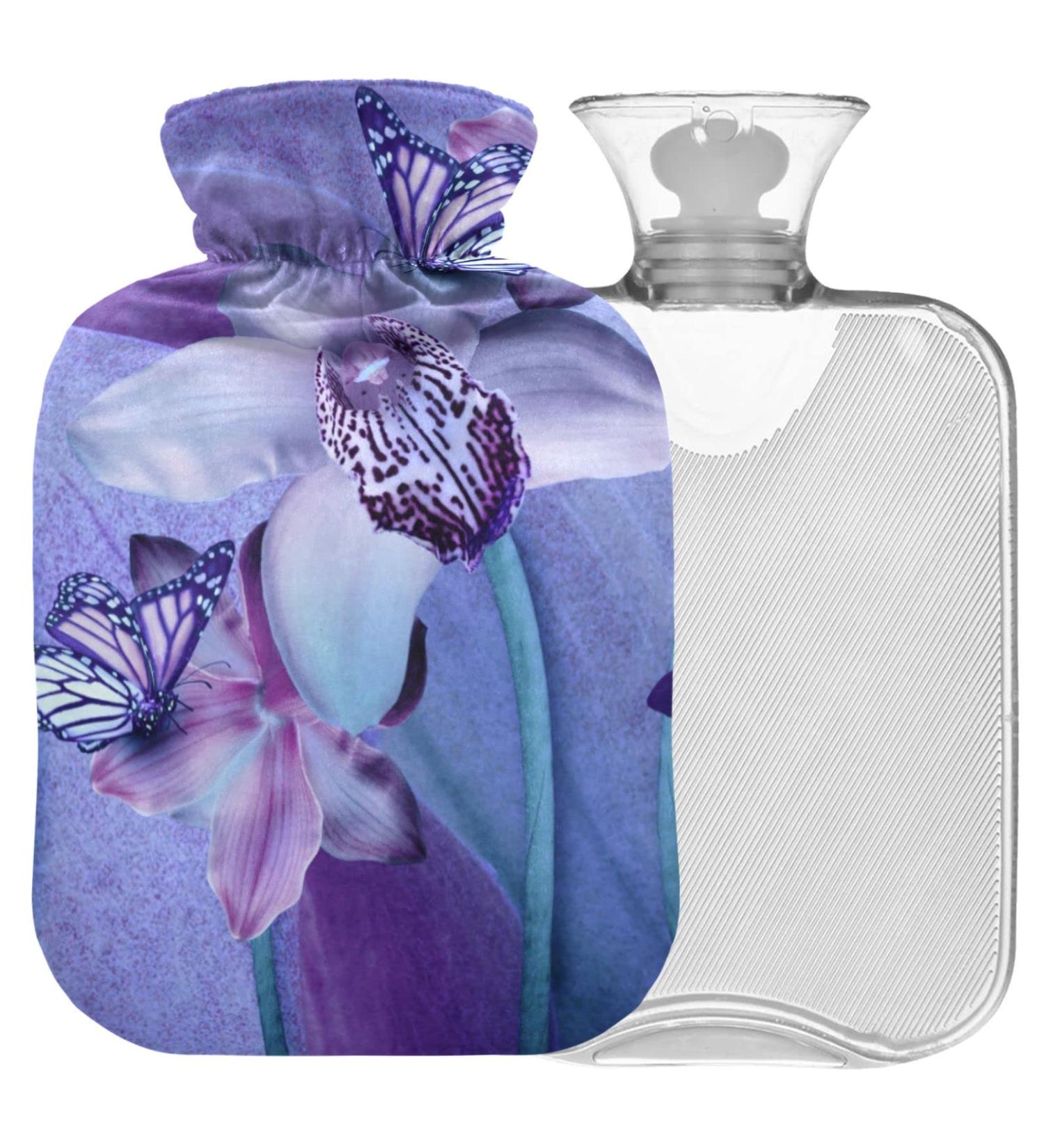 Naanle 2L Orchid Purple Butterfly Hot Water Bottle - Large Transparent Design for Menstrual Cramps & Pain Relief - Heat & Cold Therapy - Buy Online on GoSupps.com