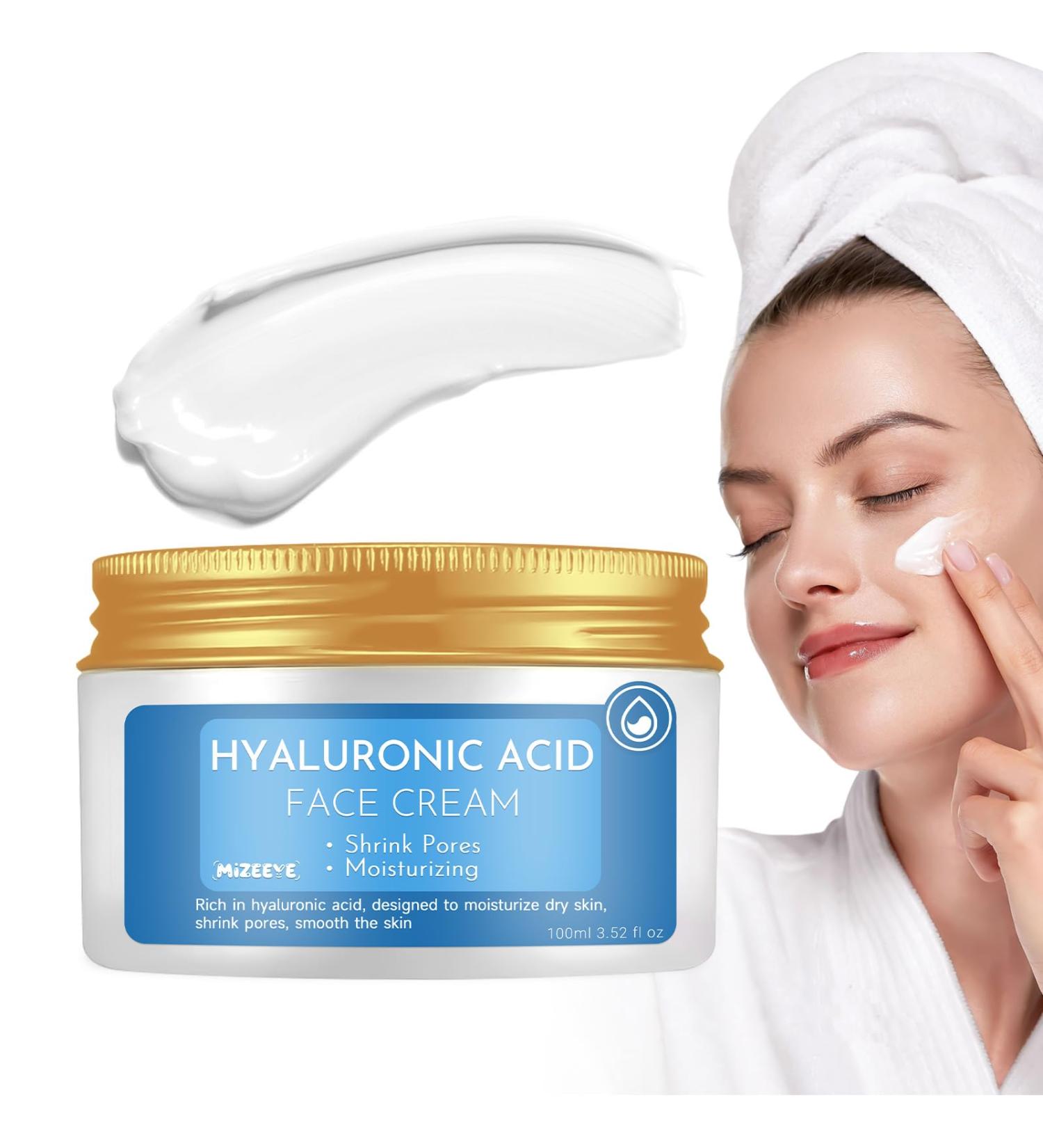 MIZEEYE Hyaluronic Acid Moisturizer For Face, 3.52 oz / 100ML Hyaluronic Acid Cream For Dry & Sensitive Skin, Moisturizing Face Cream For Daily. - Buy Online on GoSupps.com