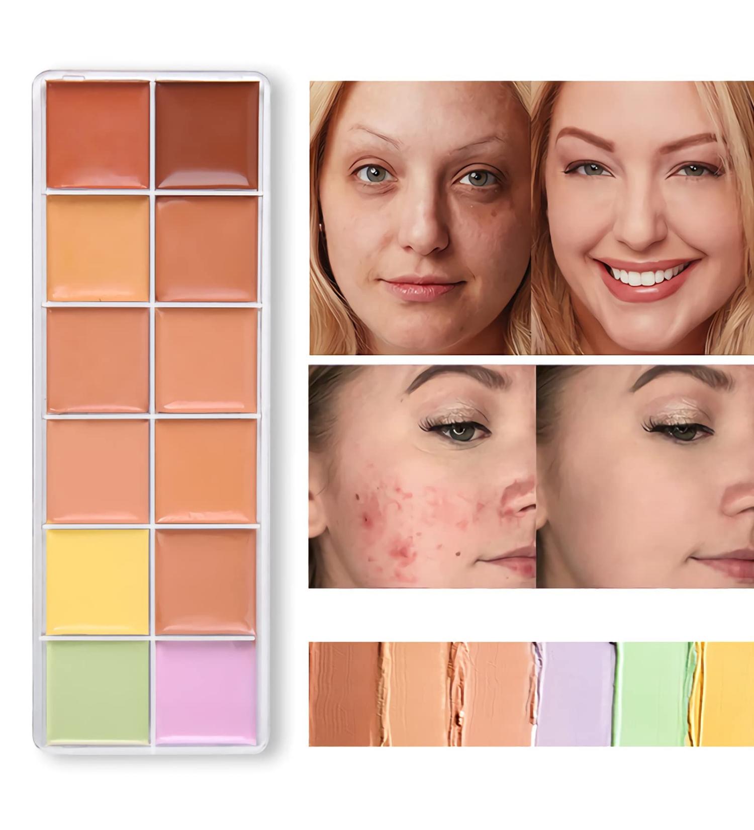 SUMEITANG Color Correcting Concealer Palette - 12 Colors Camouflage Cream for Dark Circles, Blemishes & Redness - Buy Online on GoSupps.com