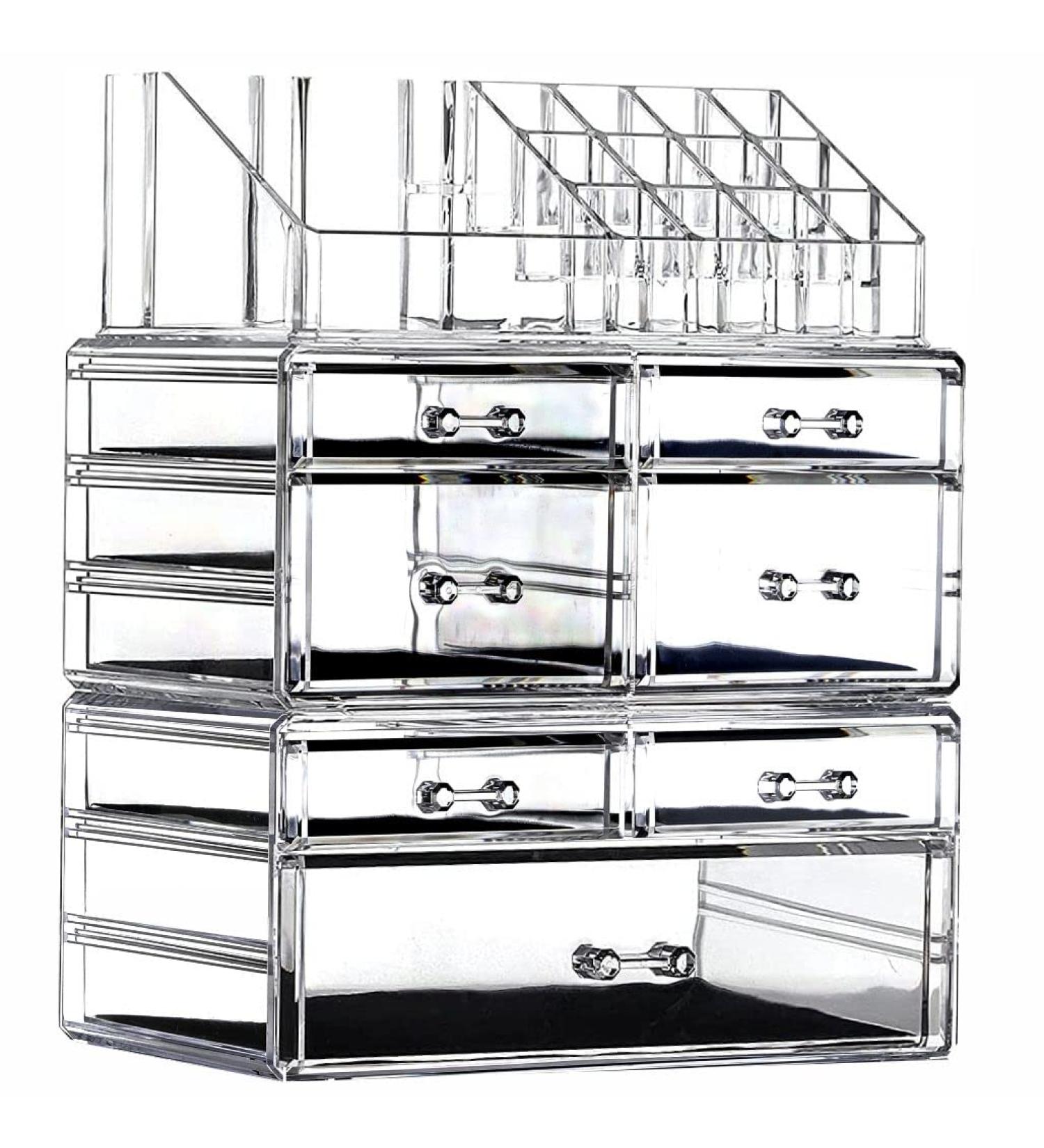 Cq acrylic Clear Makeup Organizer Set - Stackable Storage Case with 7 Drawers for Beauty Skincare, Jewelry and Hair Accessories - Medium Size, Set of 3 - Buy Online on GoSupps.com