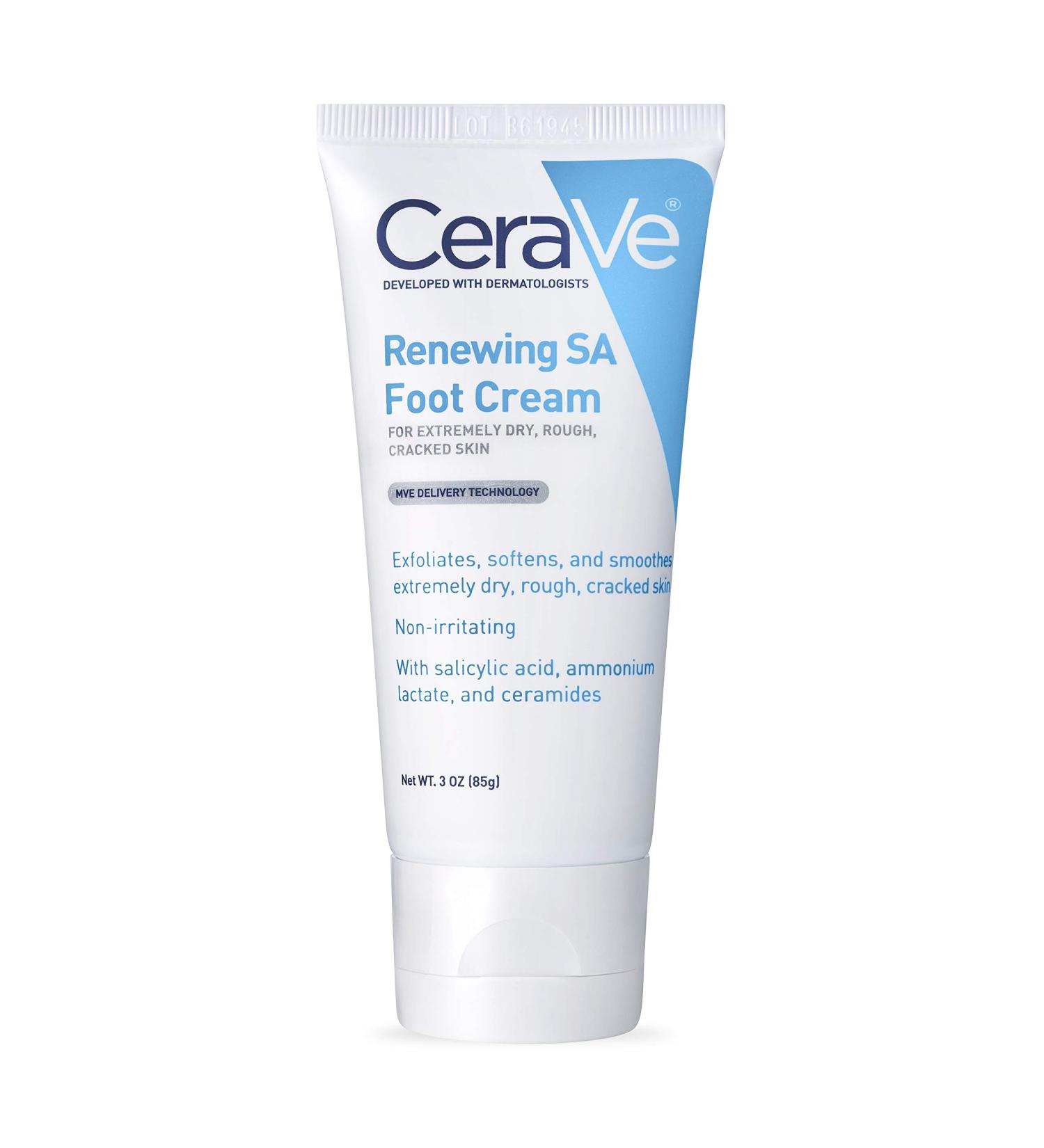 CeraVe Foot Cream with Salicylic Acid - 3 oz | For Dry Cracked Feet | Fragrance-Free SA Formula - Buy Online on GoSupps.com