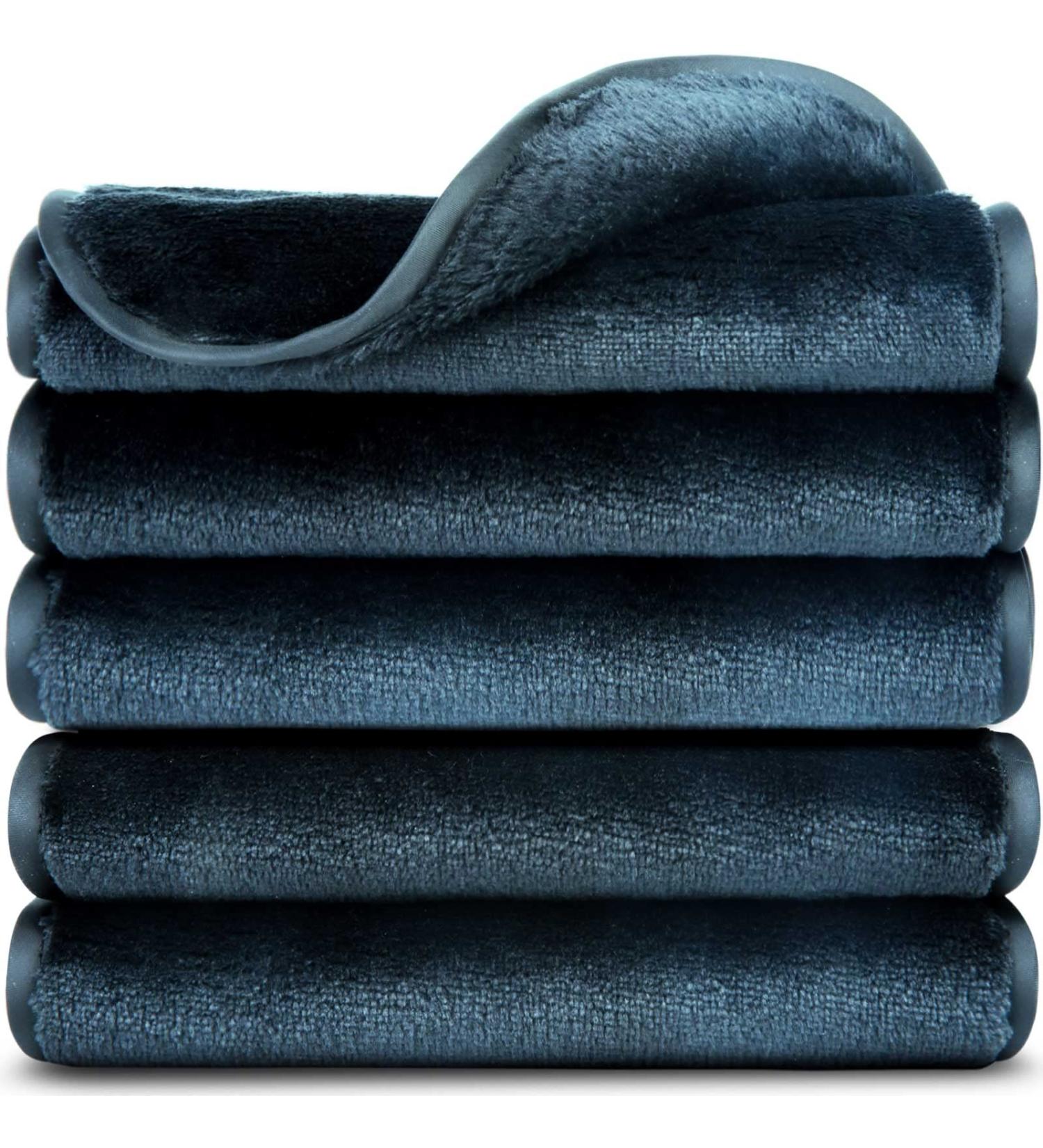 Reusable Makeup Remover Cloth (5 Pack) - Microfiber Face Towel for All Skin Types - Removes Makeup with Just Water - 7.5x15 Inch Black Towels - Buy Online on GoSupps.com