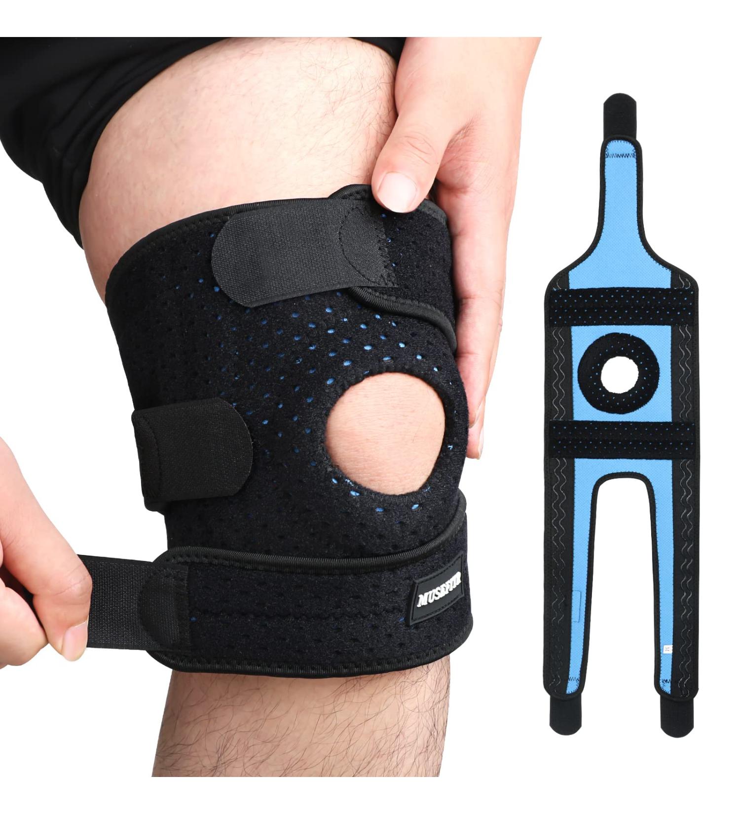 XXLarge Knee Brace with Side Stabilizers - Support for Meniscus Tear, Arthritis, Knee Pain - Ideal for Running, Sports, Weightlifting - Adjustable Strap & Non-Slip Silicon Strip - Buy Online on GoSupps.com