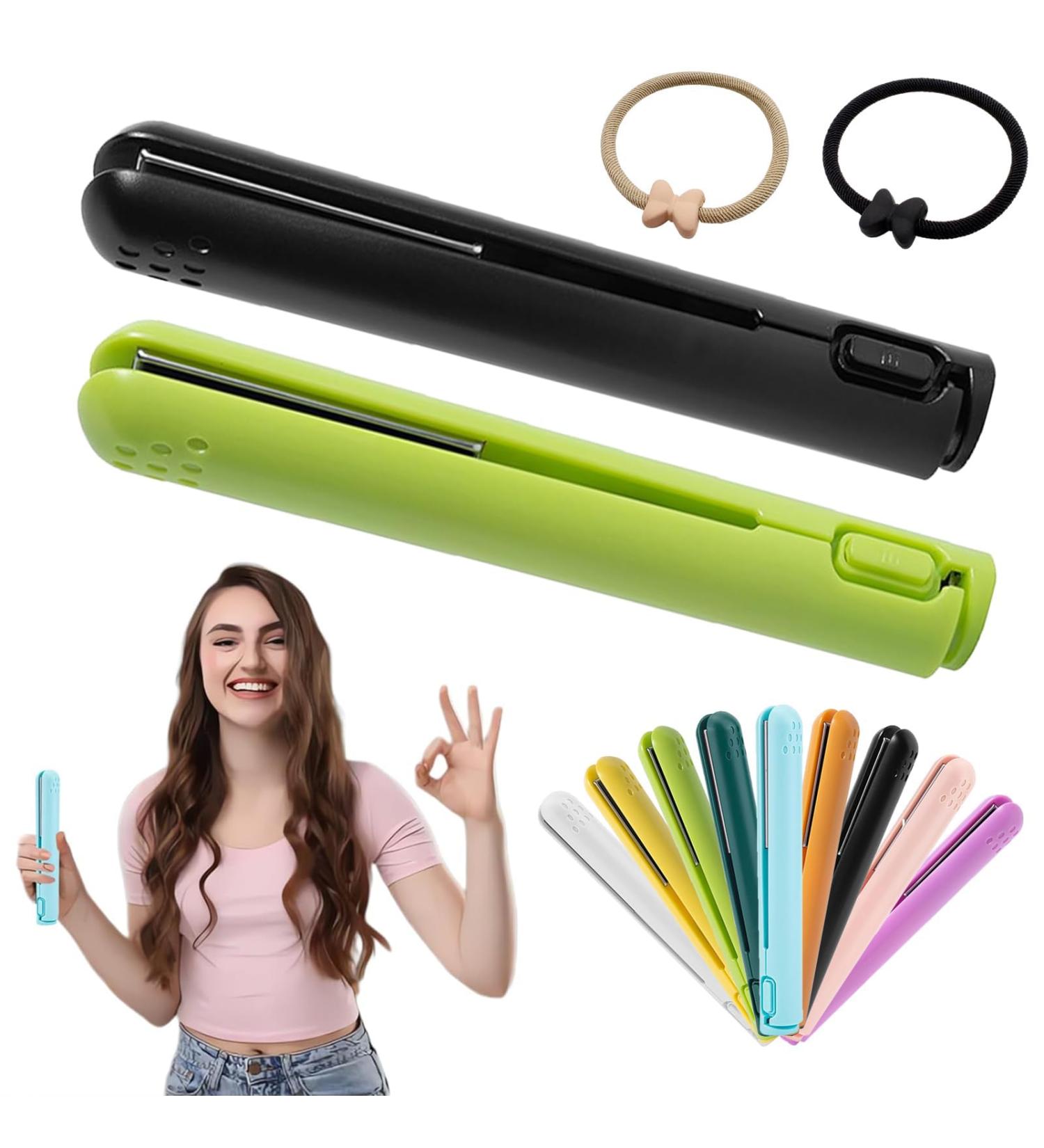 Mini Dual-purpose Curling Iron Upgrade 2-in-1 USB Hair Straightener Curling Iron Ceramic Mini Hair Curler Travel Curling Iron USB Rechargeable Curling Wand (2pcs-C) - Buy Online on GoSupps.com