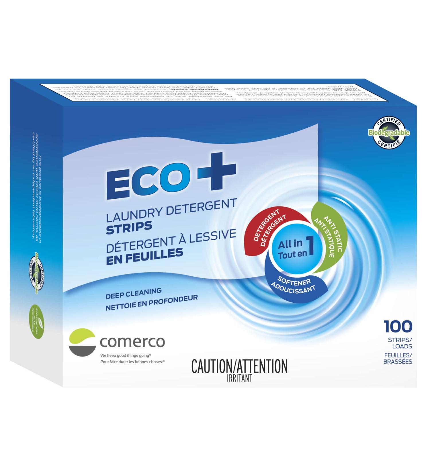 Comerco ECO+ Laundry Detergent Strips Biodegradable All-in-one up to 100 loads - Buy Online on GoSupps.com