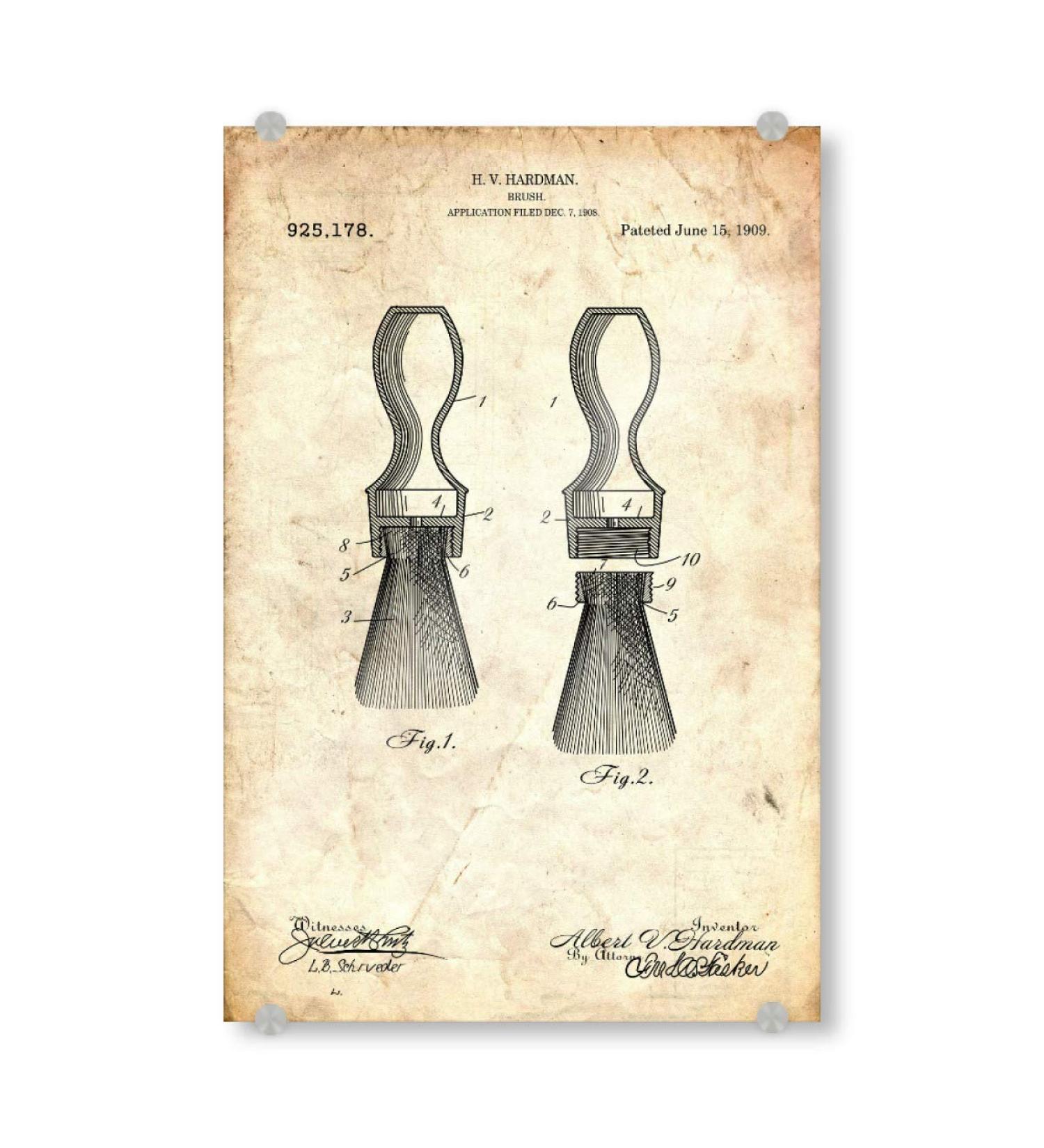 Buy artboxONE Acrylic Glass Picture 120x80 cm - Vintage Fashion Shaving Brush Patent Decor | International Shipping - Buy Online on GoSupps.com