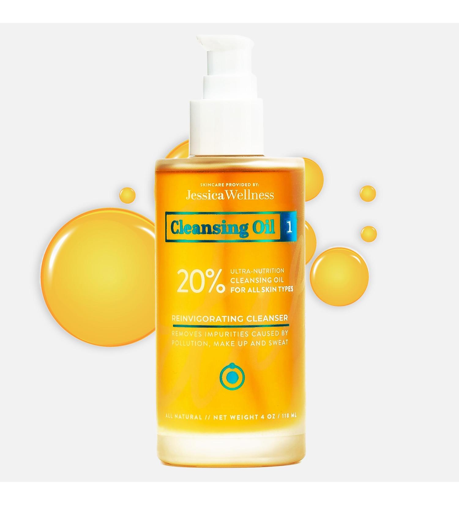 JESSICA WELLNESS Pure Cleansing Oil - Deep Cleansing Makeup Remover for All Skin Types 4 fl. oz | Residue-Free & Non-Clogging Fragrance & Colorant Free - Buy Online on GoSupps.com