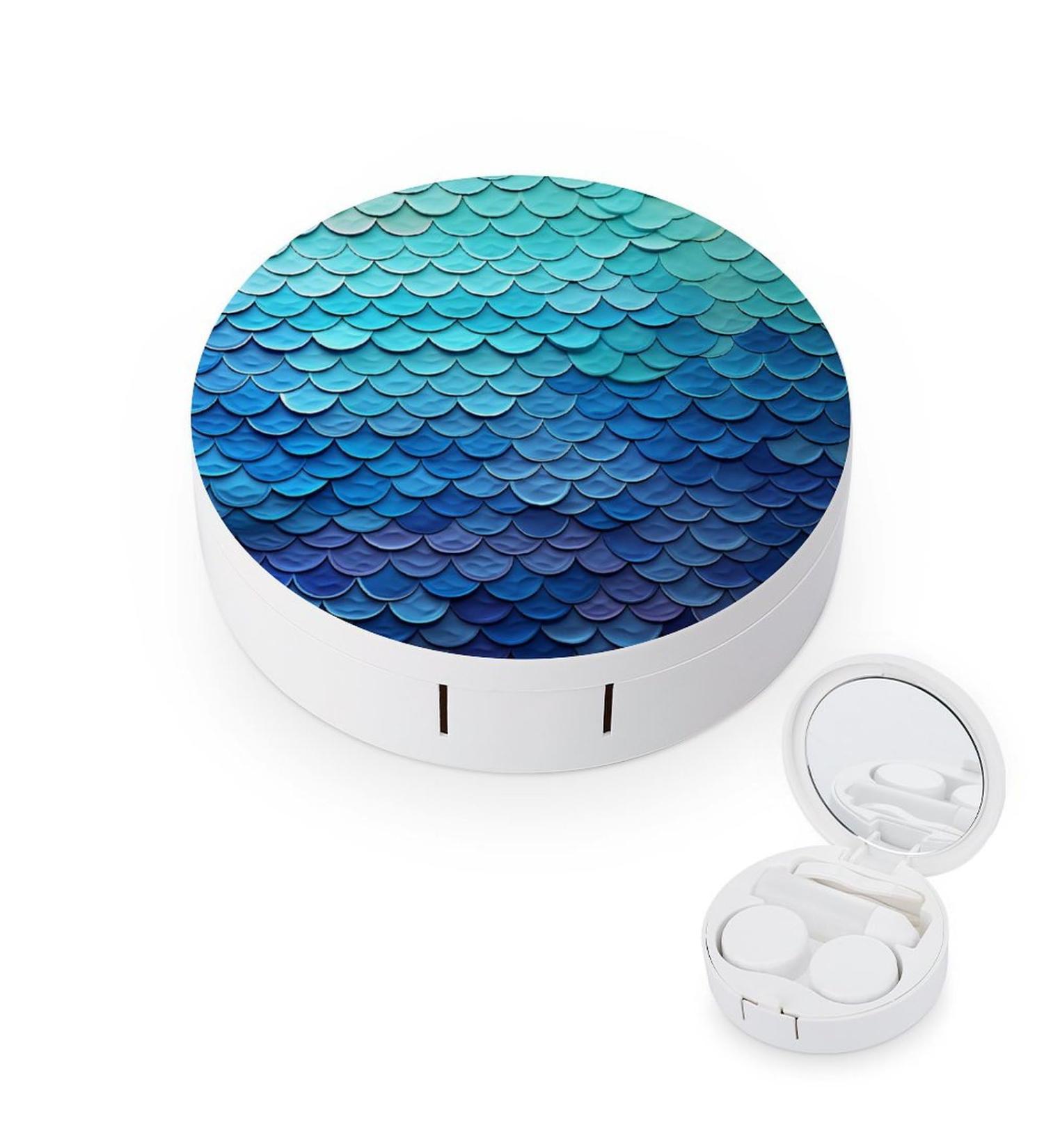 Portable Ocean Sea Blue Mermaid Fish Scale Contact Lens Case - Travel Storage Box - Buy Online on GoSupps.com