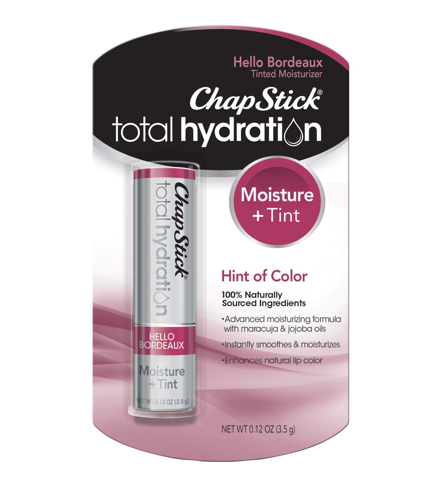 ChapStick Total Hydration Moisture + Tint Hello Bordeaux Tinted Lip Balm - 0.12 Oz - Buy Online on GoSupps.com