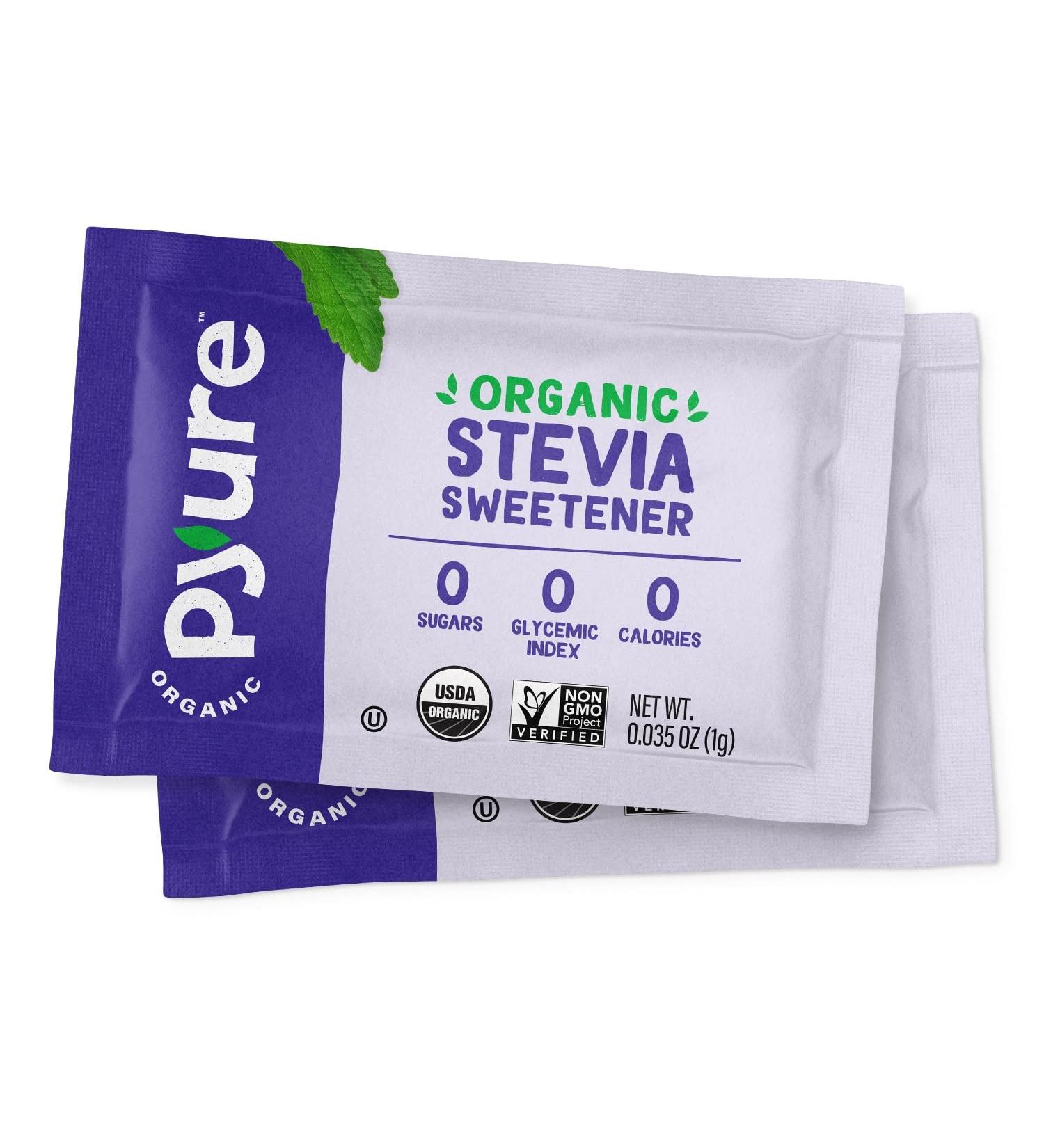 Pyure Organic Stevia Packets - White Sugar Substitute | Zero Carb Zero Sugar Zero Calorie Sweetener | Plant-Based Stevia for Keto Coffee | 1000 Count - Buy Online on GoSupps.com