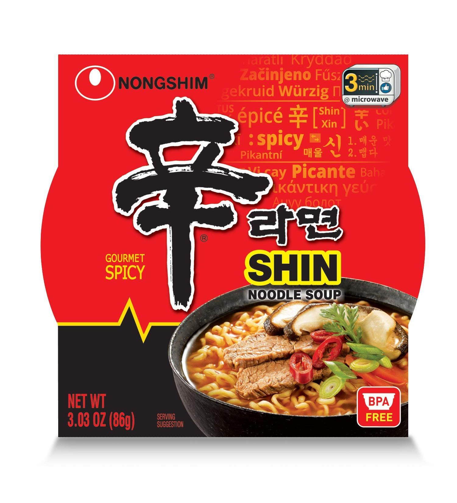 Nongshim Shin Original Ramyun Bowl 3.03 Ounce Gourmet Spicy - Pack of 12 - Buy Online on GoSupps.com