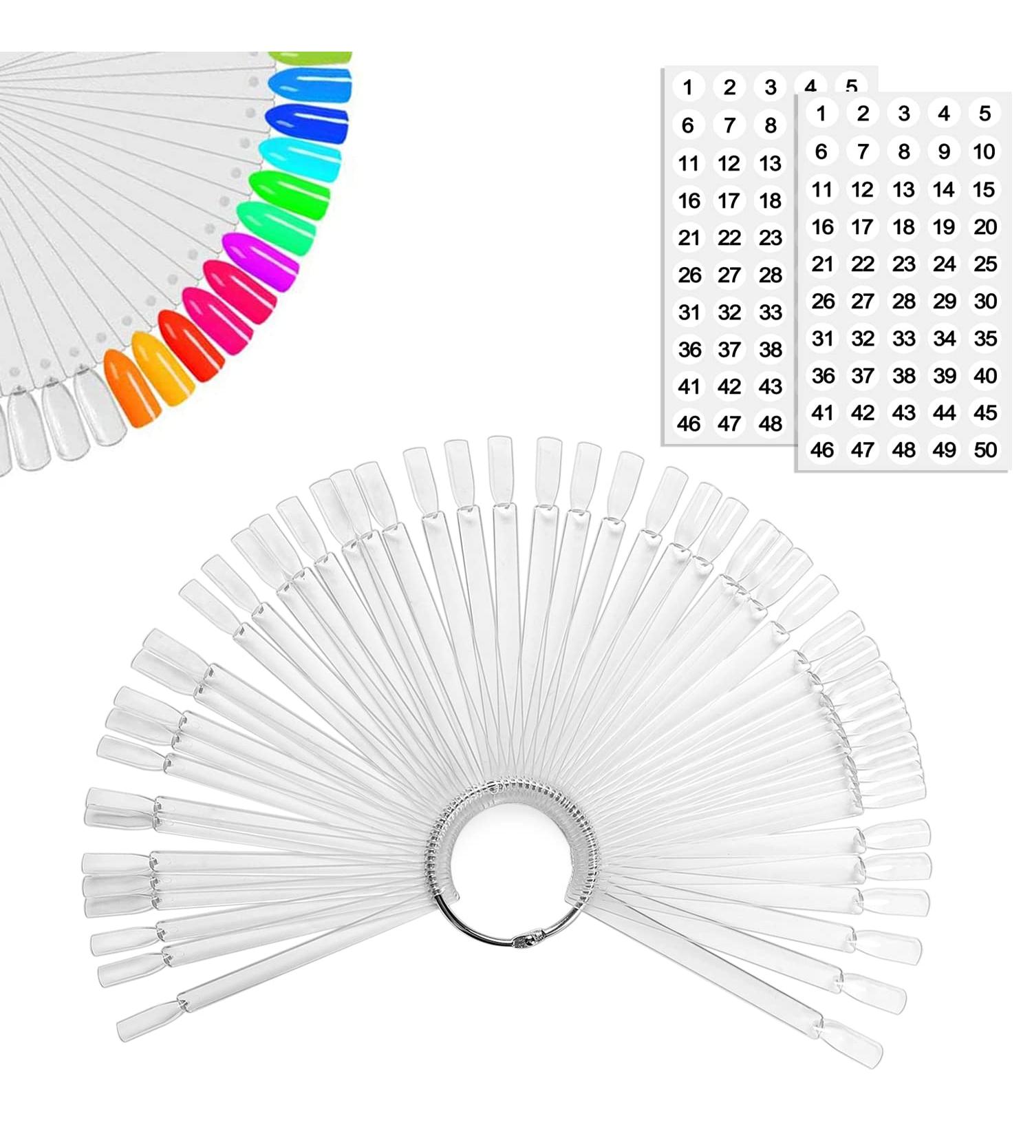 TEOYALL 50 PCS Transparent Nail Swatches Sticks Fan-shaped Nail Polish Display Board for Nail Art Practice - Buy Online on GoSupps.com