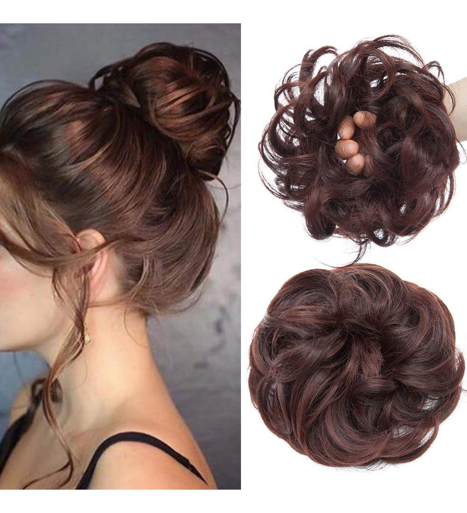 Natural Black & Dark Auburn Updo Ponytail Hair Extensions - Curly Wavy Hairpieces for Women - Buy Online on GoSupps.com