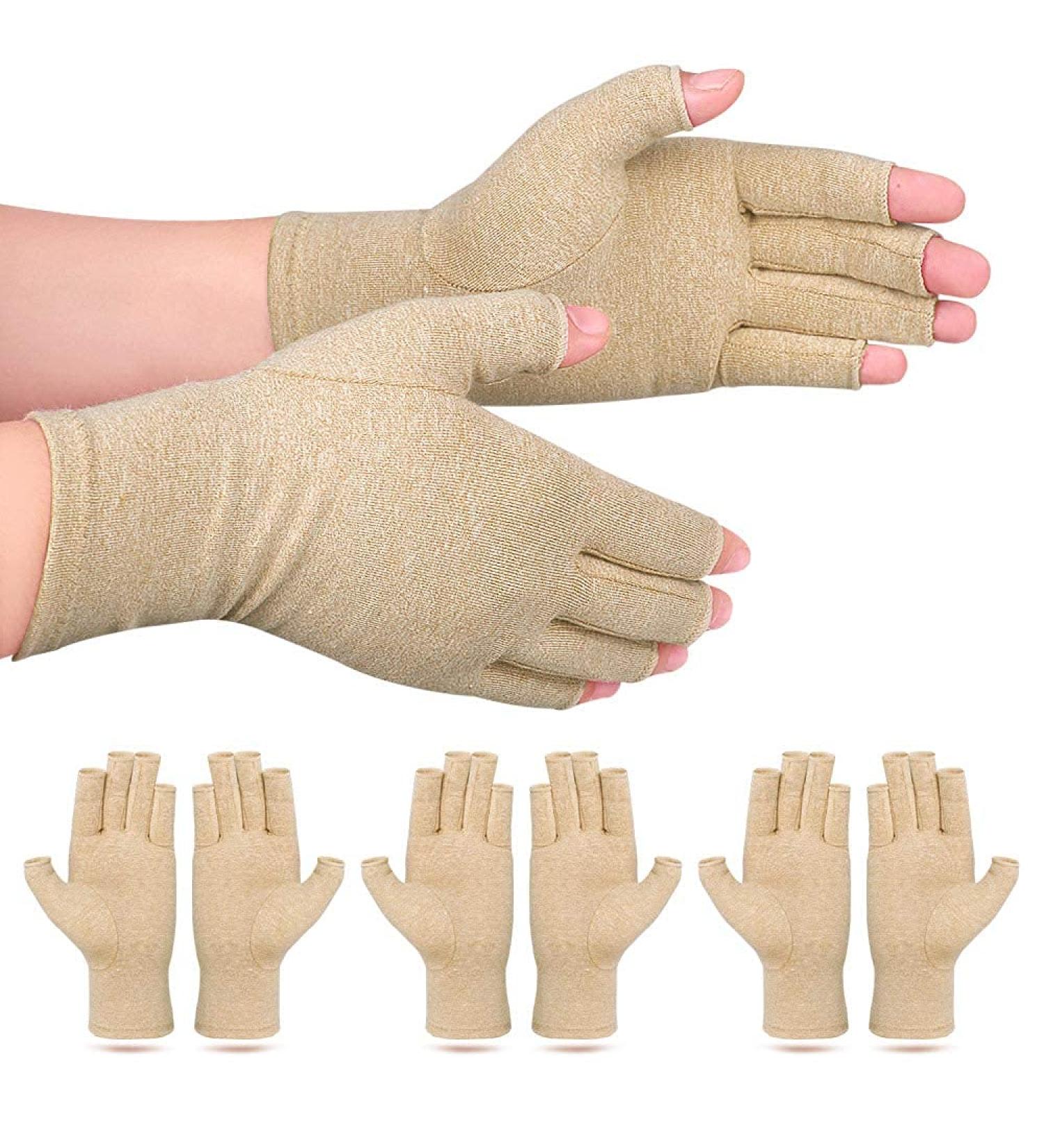 ZEPOHCK Arthritis Compression Gloves - Pain Relief for Rheumatoid & RSI - Khaki Large (Pack of 1) | International Shipping Available - Buy Online on GoSupps.com