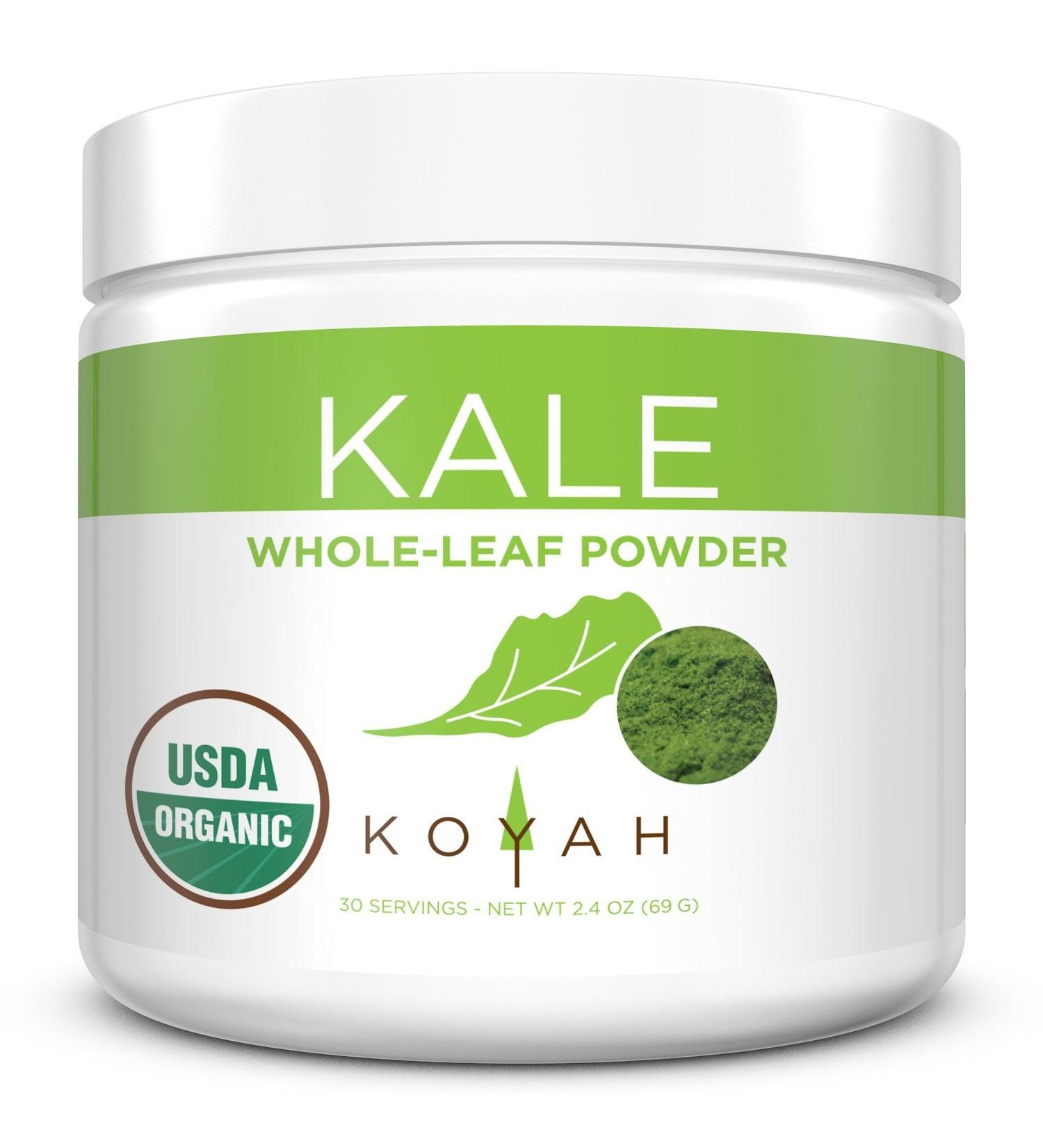 KOYAH Organic USA Kale Powder - Freeze-Dried Whole-Leaf (Equivalent to 30 Cups Fresh) - Buy Online on GoSupps.com