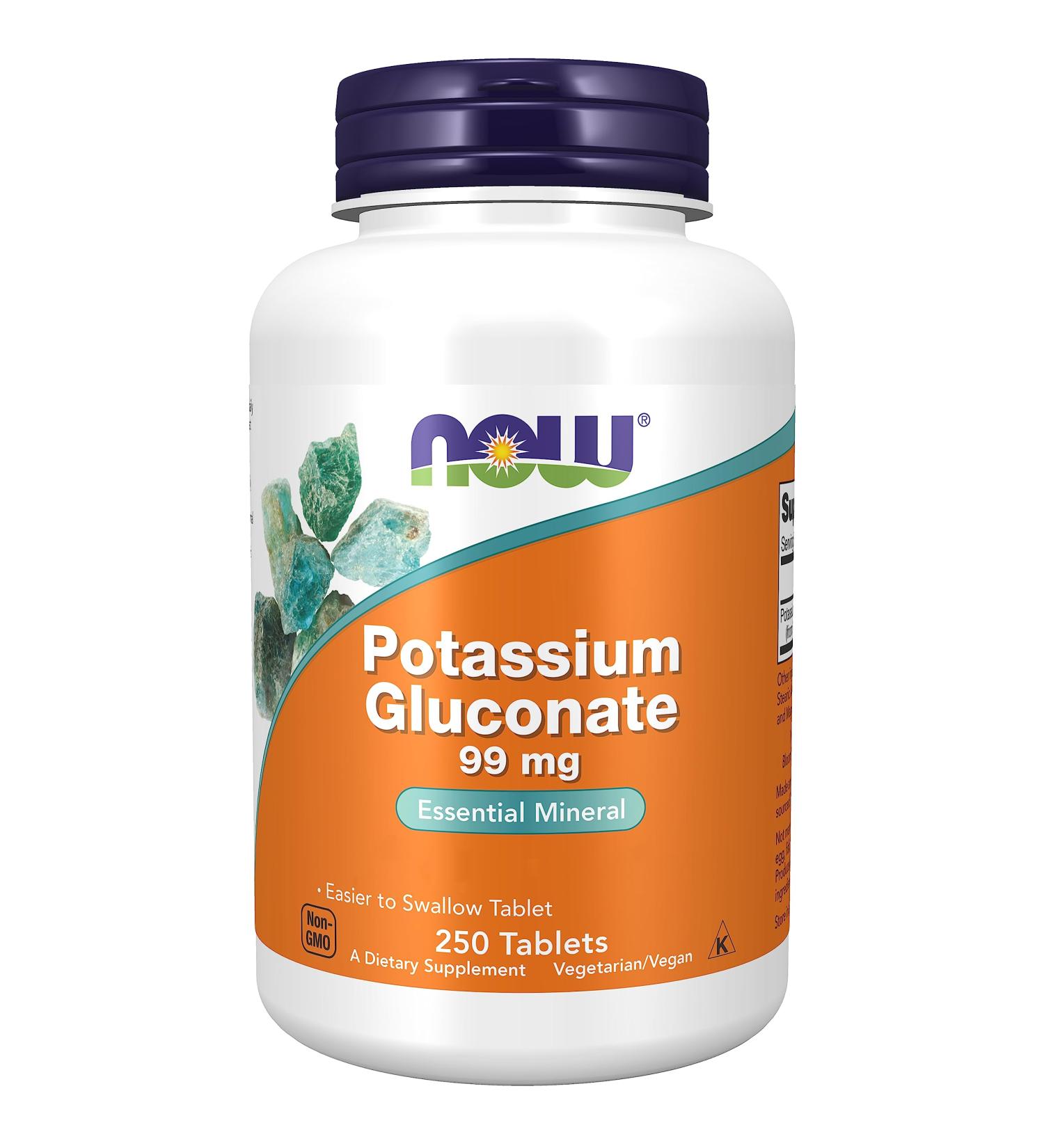 Now Foods Potassium Gluconate 99mg 250 Vegan Tablets Lab Tested Gluten Free Soy Free Vegetarian  - Buy Online on GoSupps.com