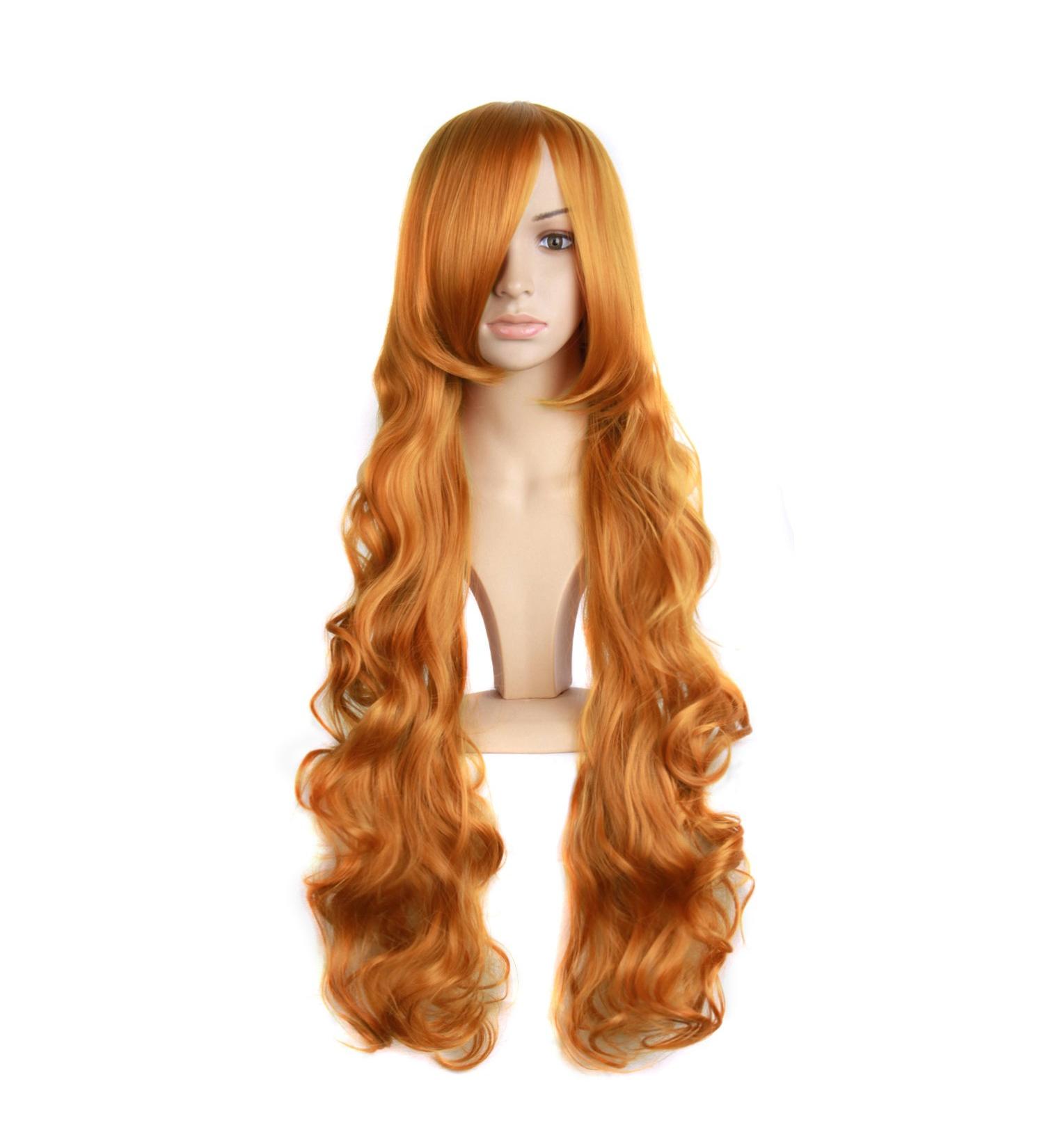 Buy MapofBeauty 32 Curly Wavy Wig - Golden Orange Cosplay Costume Wig for Stunning Looks - Buy Online on GoSupps.com