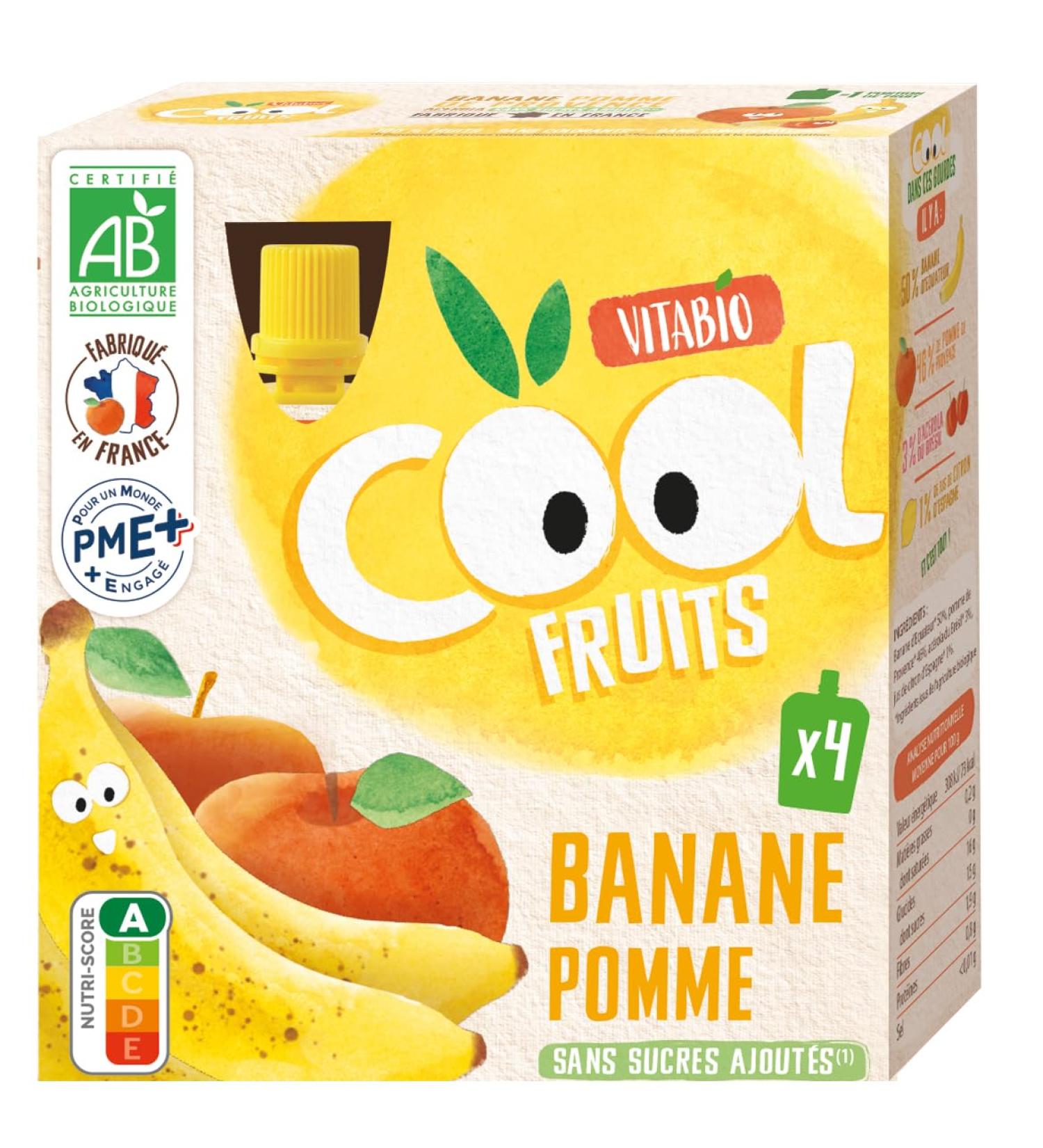 Vitabio Cool Fruits - Banana Apple Bottles - 4x90g - Organic