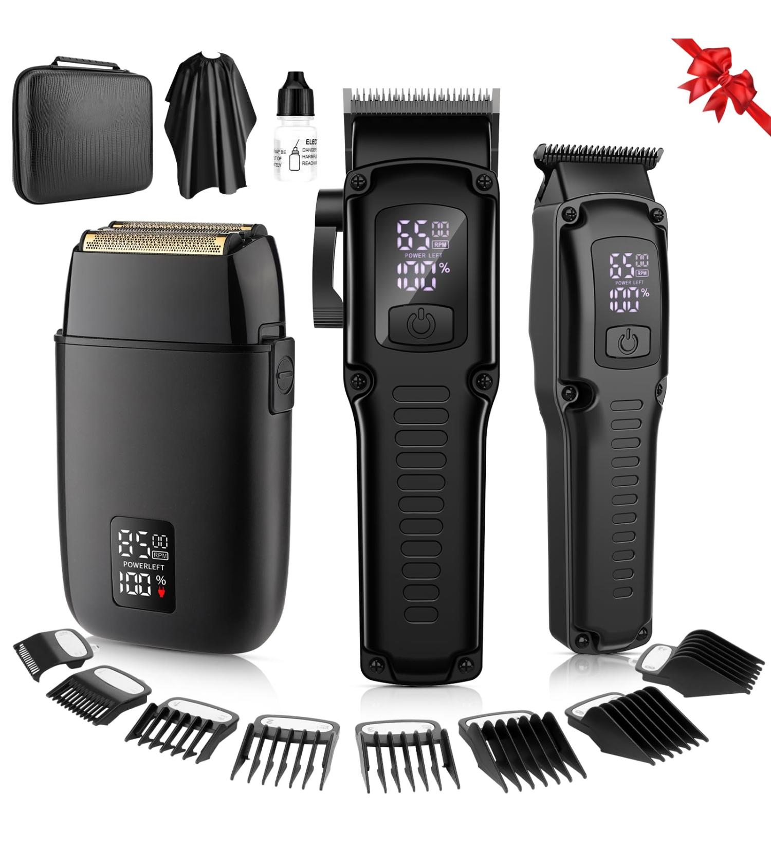 Professional Hair Clipper for Men - 3 in 1 Beard Trimmer & Electric Foil Shaver Set - Cordless Grooming Kit with LED Display - Perfect Gift for Him - Buy Online on GoSupps.com