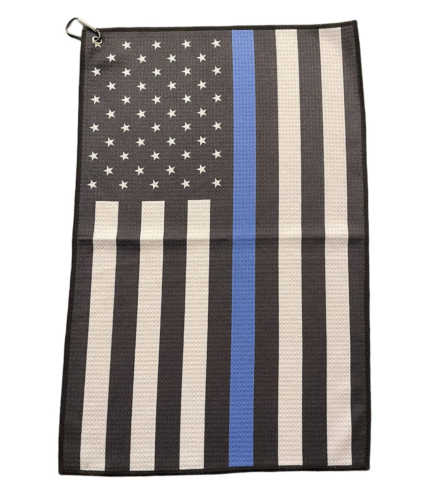 PakedDeals Thin Blue Line Flag Microfiber Golf Bag Towel 22.5 X 15 - Velour Waffle Pattern, Grommet, Carabiner - Buy Online on GoSupps.com