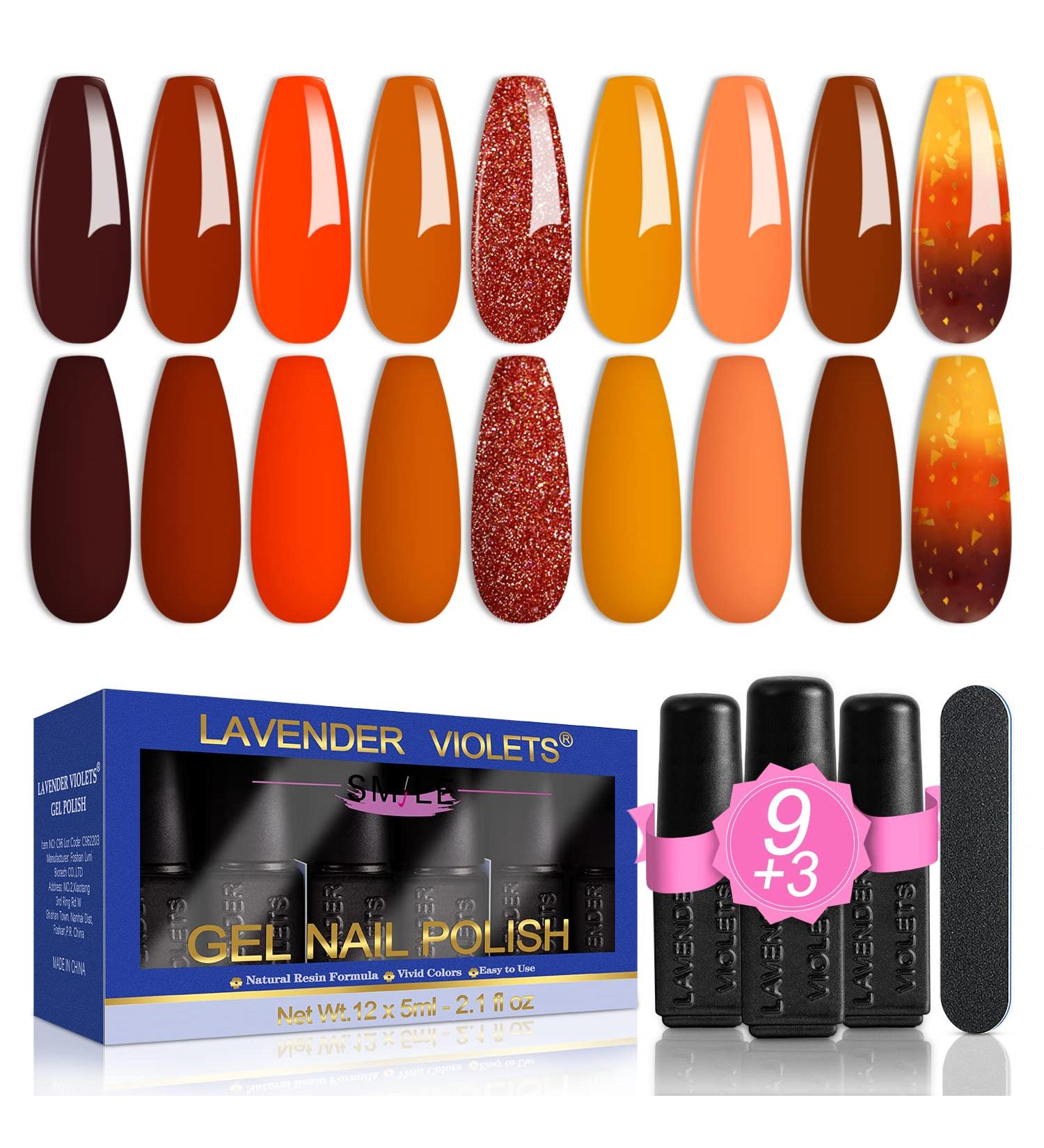 Lavender Violets 13 Pcs Gel Nail Polish Set | Temperature Colour Changing | UV LED Soak Off | Manicure Starter Kit with Base Coat, Matte Top Coat, and Nail File - Twilight Forest-683 - Buy Online on GoSupps.com