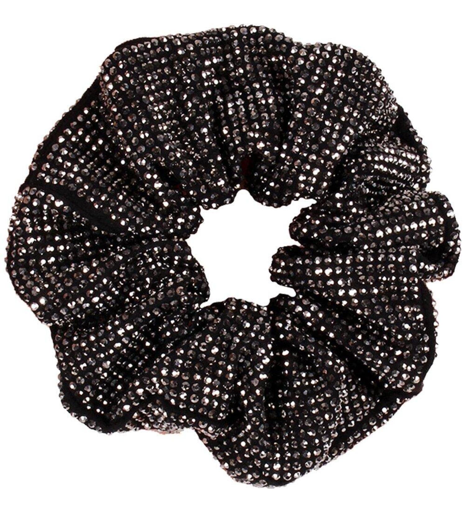 Rhinestone Hair Scrunchies - Sparkly Elastic Ponytail Holders for Elegant Hair Accessories for Women and Girls black - Buy Online on GoSupps.com