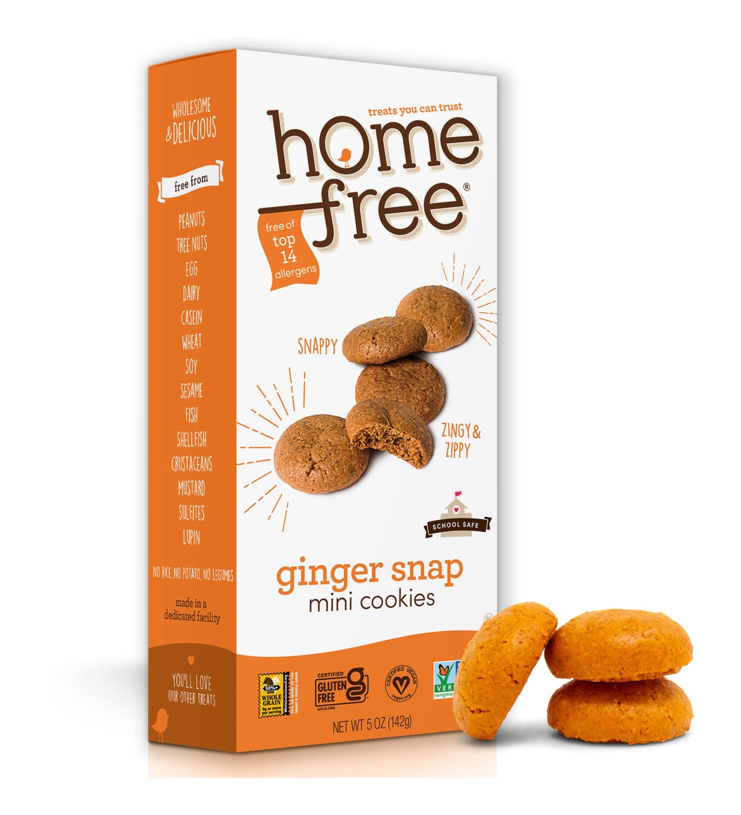Homefree Mini Ginger Snap Cookies - Gluten Free, Nut Free, Vegan - 5 oz (Pack of 1) | Allergy Friendly Snack - Buy Online on GoSupps.com