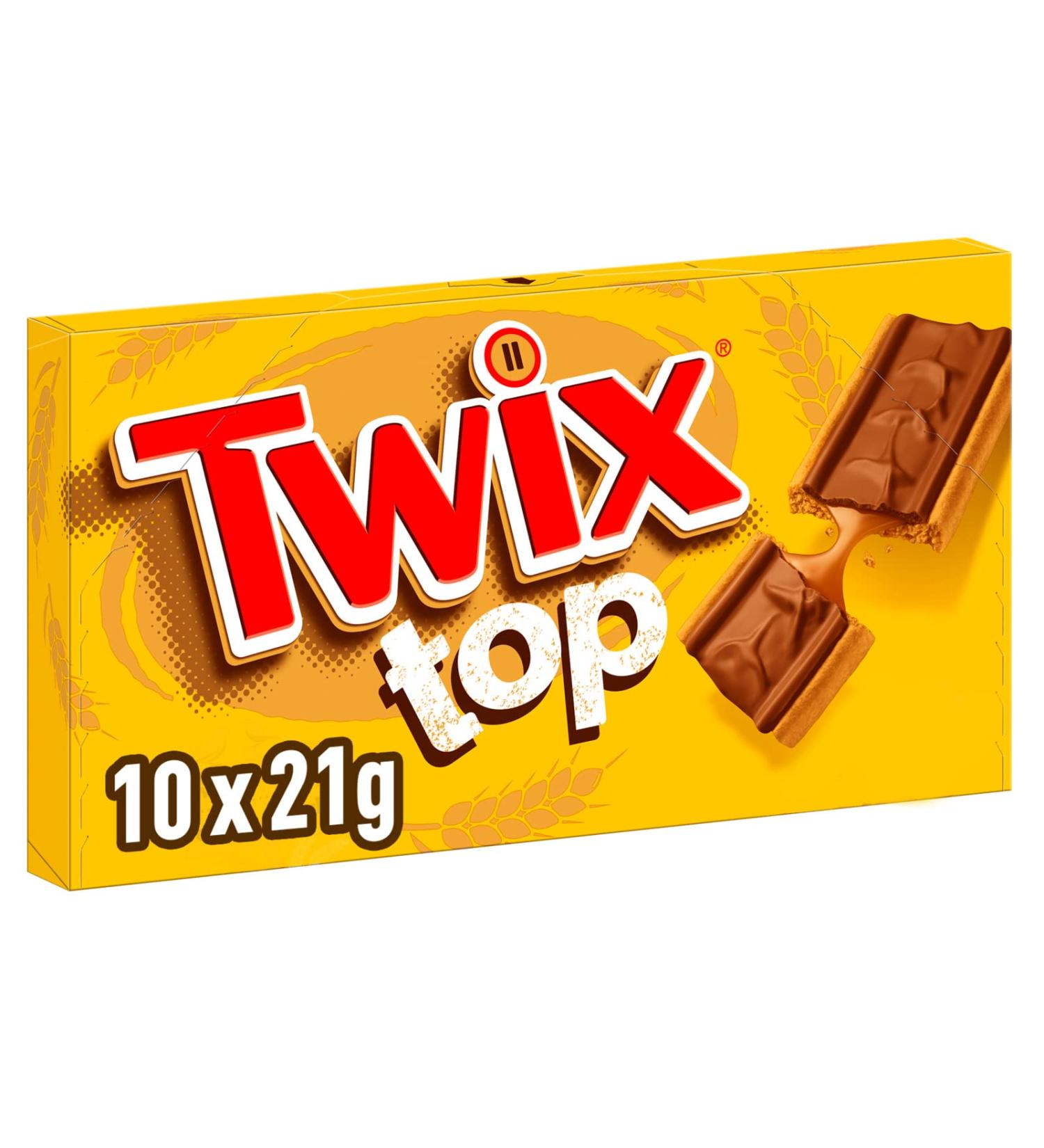 TWIX TOP - Milk Chocolate & Caramel Biscuit - 10 individual biscuits - 210g - Buy Online on GoSupps.com