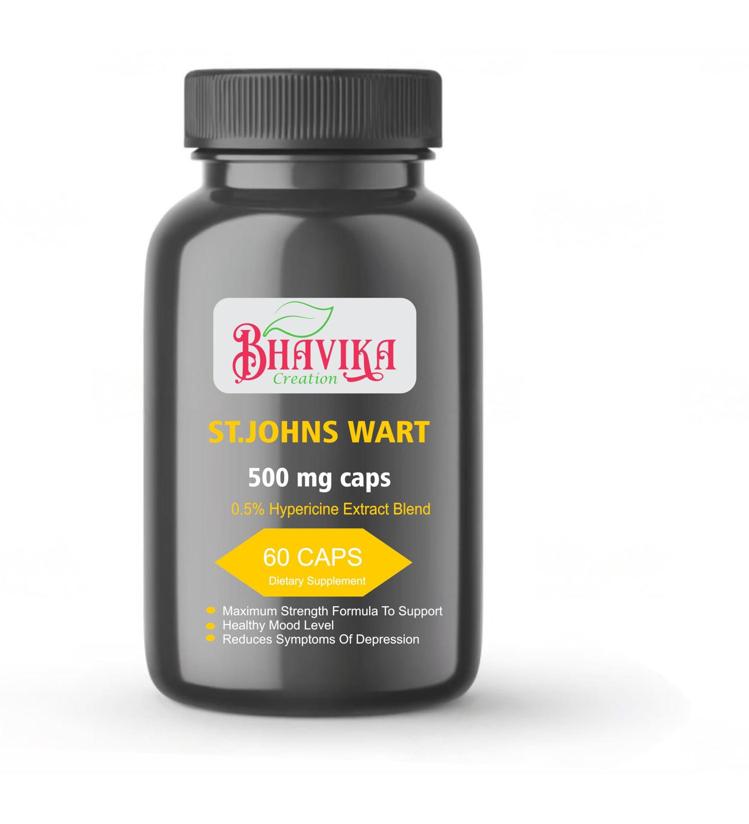 bhavika Creation St. John's Wort Capsules 60 Capsules 500mg Herbal Ayurvedic Natural Capsules 1 Count (Pack of 1)