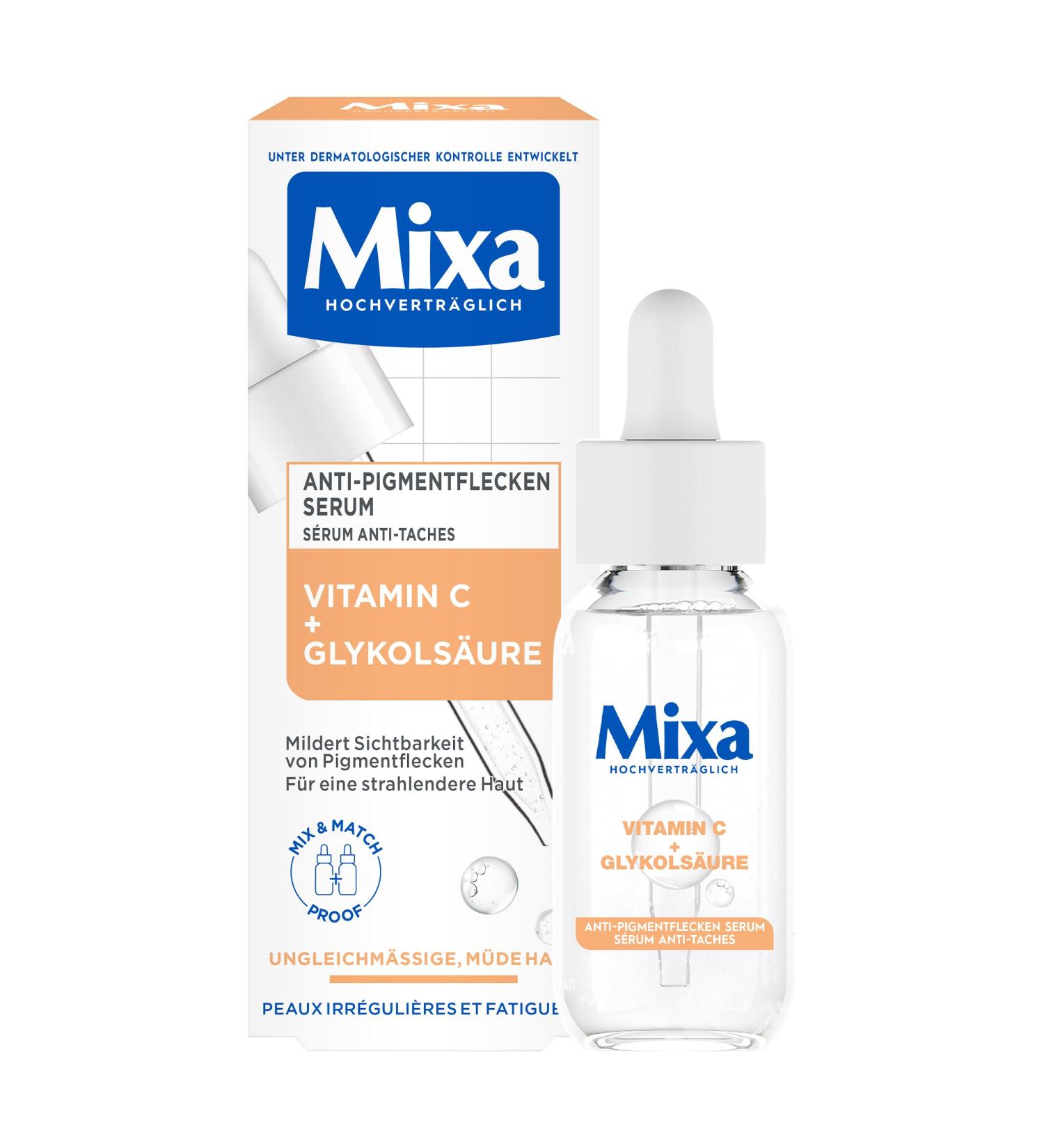  Mixa Mixa Anti-Pigmentation Spot Serum for Uneven Dull and Sensitive Skin with Vitamin C and Niacinamide Suitable for Face and Neck SPF 20 Hypoallergenic 30 ml - Buy Online on GoSupps.com