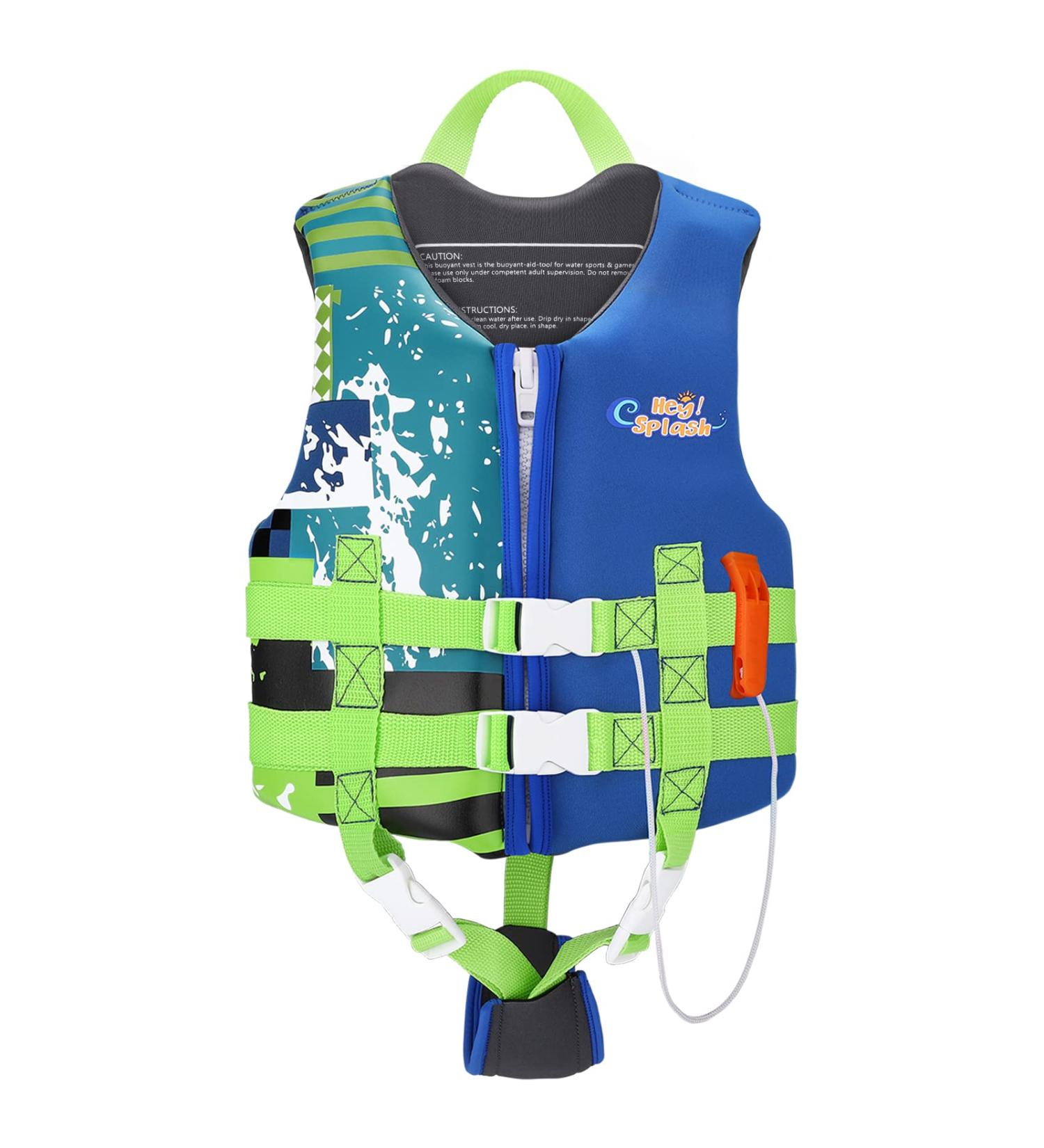 HeySplash Swim Vest for Kids - Child Size Watersports Flotation Device with Survival Whistle - Size M (35-55lbs) Indigo - Buy Online on GoSupps.com