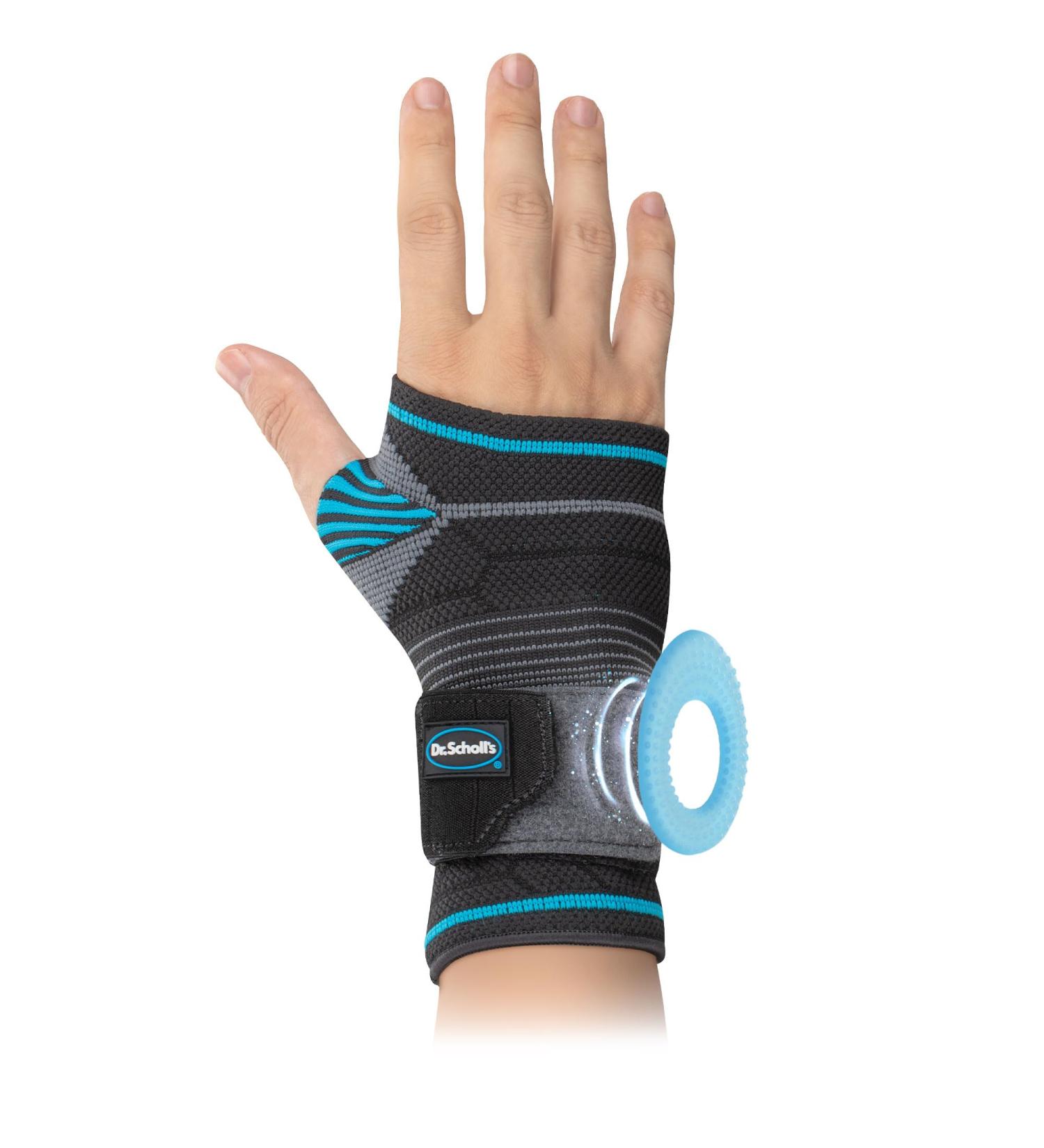Dr. Scholl's Wrist Brace with Massaging Gel | Shock-Absorbing Support Wraps | Breathable Fabric | Size S/M - International Shipping Available - Buy Online on GoSupps.com