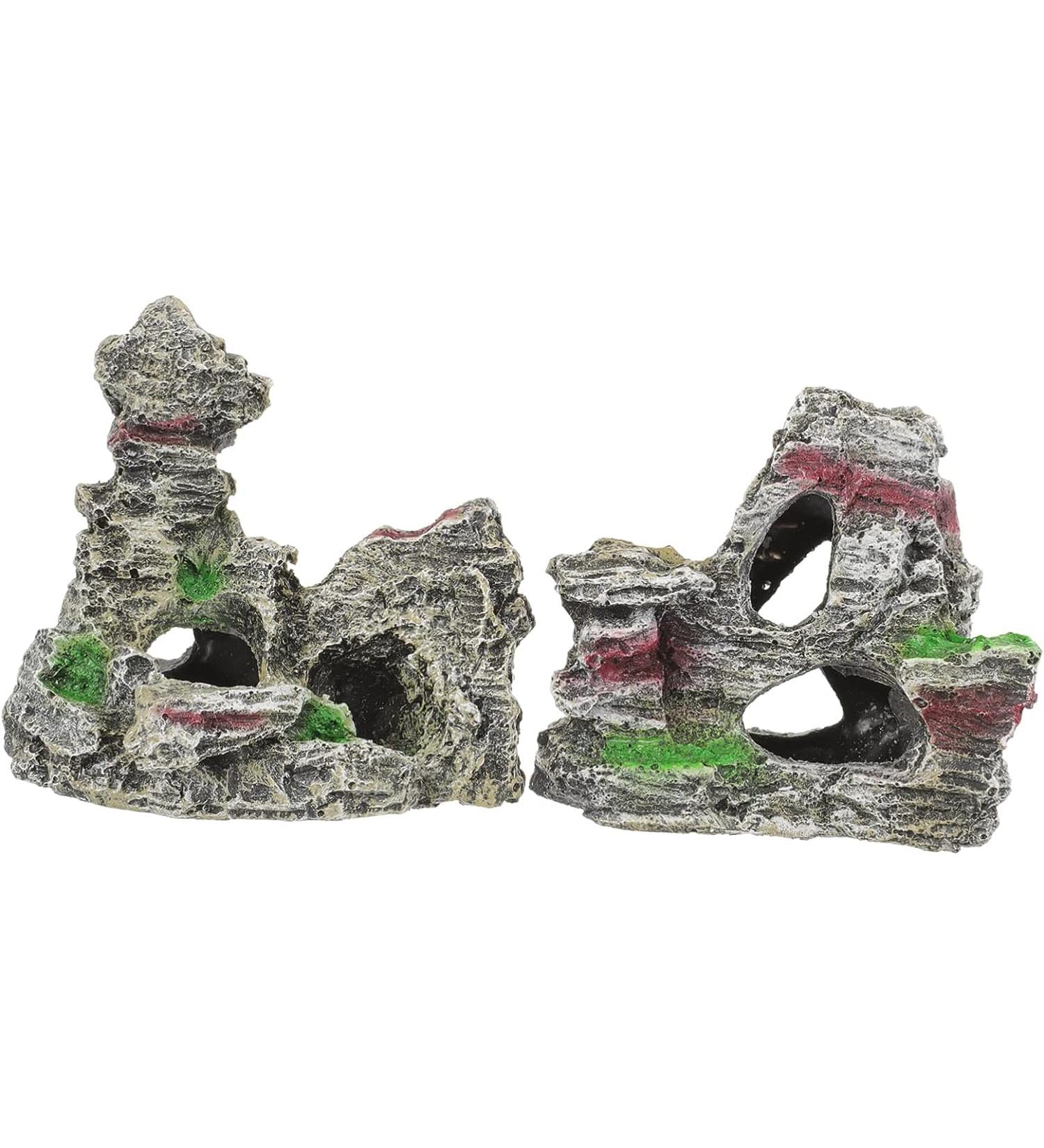 PIQIUQIU Aquarium Decoration Caves - 2 Piece Set | Ideal Accessories for Stunning Aquariums - Buy Online on GoSupps.com