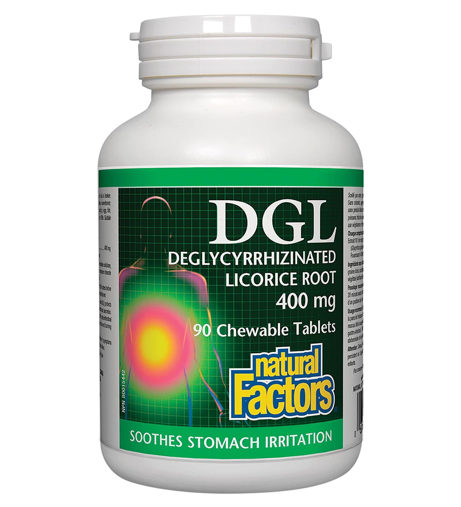 Natural Factors DGL Licorice Root Extract - 90 Chewable Tablets for Digestive Support - Buy Online on GoSupps.com