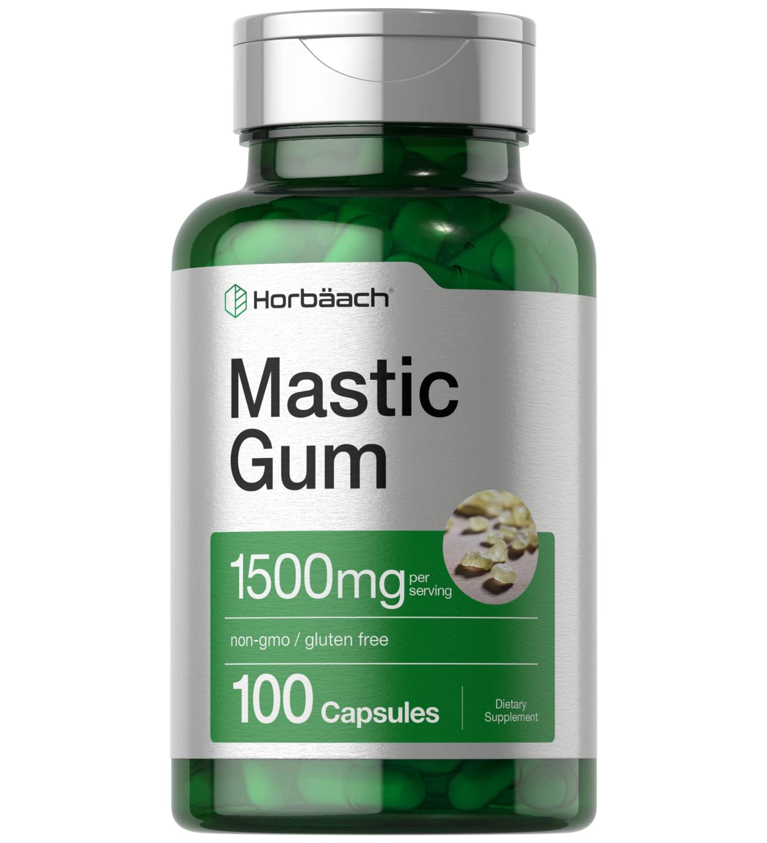Mastic Gum Capsules 1500mg 100 Count Non-GMO & Gluten Free | Horbaach - Buy Online on GoSupps.com