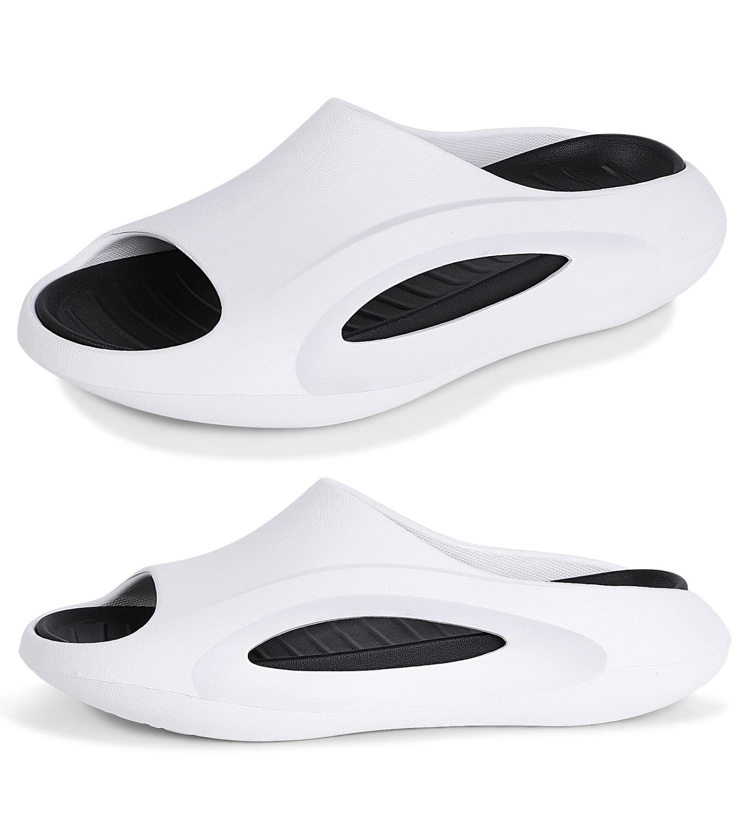 Feionusin Men's Plantar Fasciitis Arch Support Recovery Sandals - White & Black 9-10W/7-8M - Buy Online on GoSupps.com