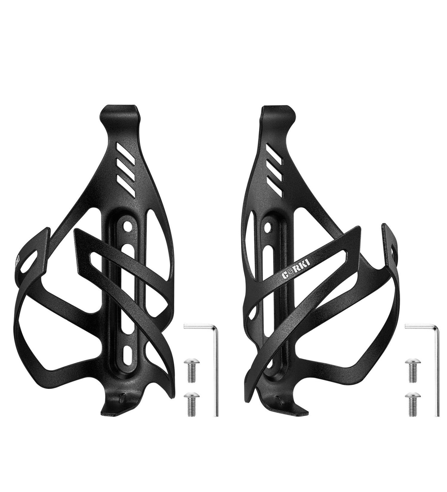 Corki Cycles Aluminum Bike Bottle Holder - Universal 2 Pack for Racing MTB Gravel & E-Bikes - Black - Buy Online on GoSupps.com