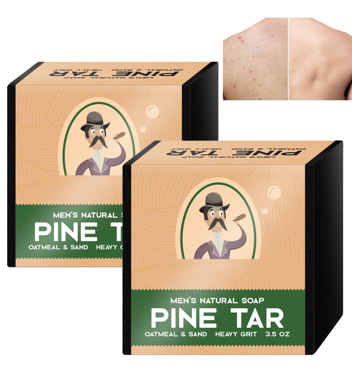 Natural Soap for Men Men's Pine Tar Soap Men's Soap Bars Handmade Brightening Pine Tar Soap Body Soap Bar for Men Natural Soap Bar for Men Soap for Remove Refreshing Oil Control 2pc - Buy Online on GoSupps.com