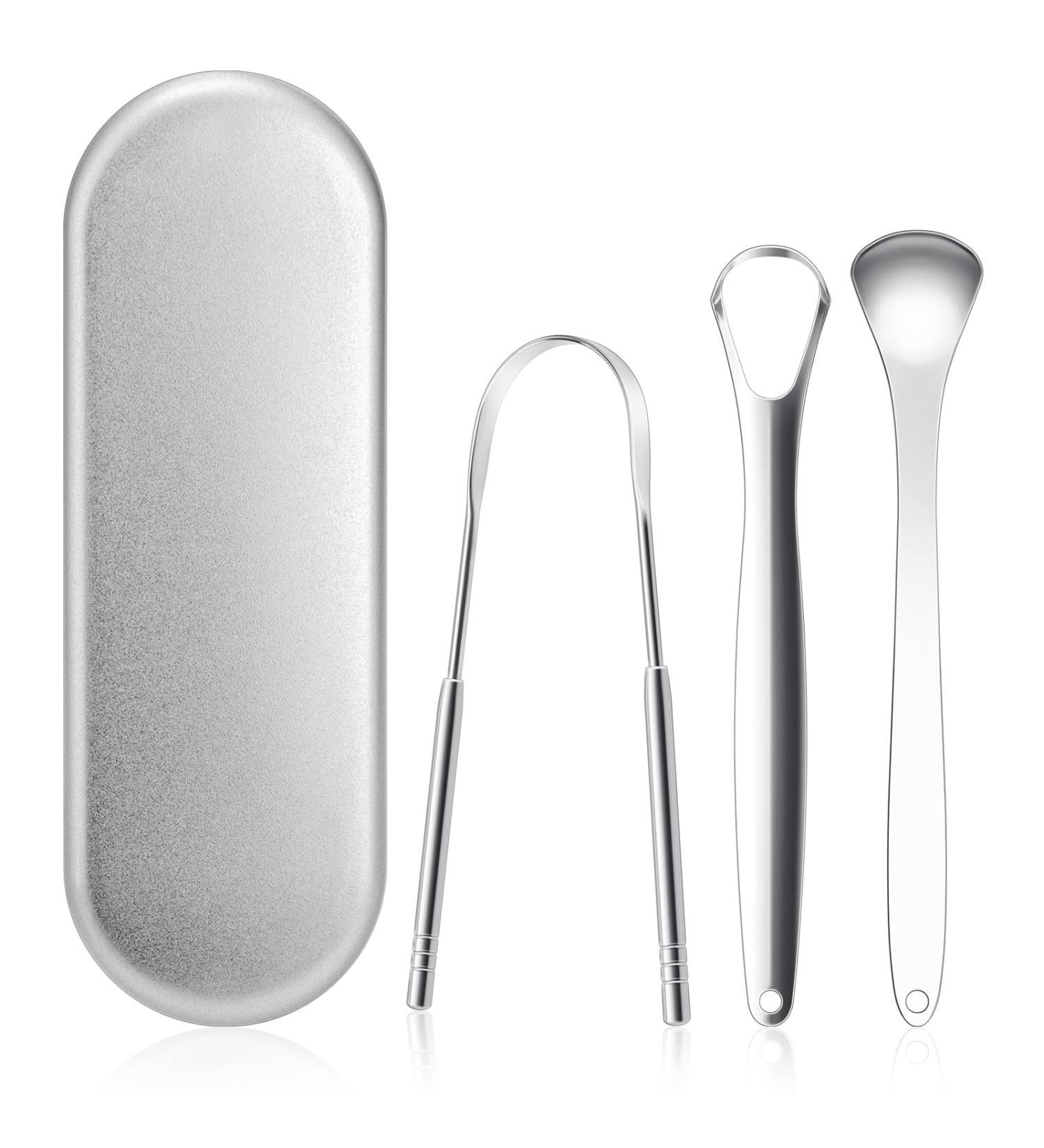 WT Stainless Steel Tongue Cleaner Scraper - Fresh Breath Oral Care Tool with Metal Box - Buy Online on GoSupps.com