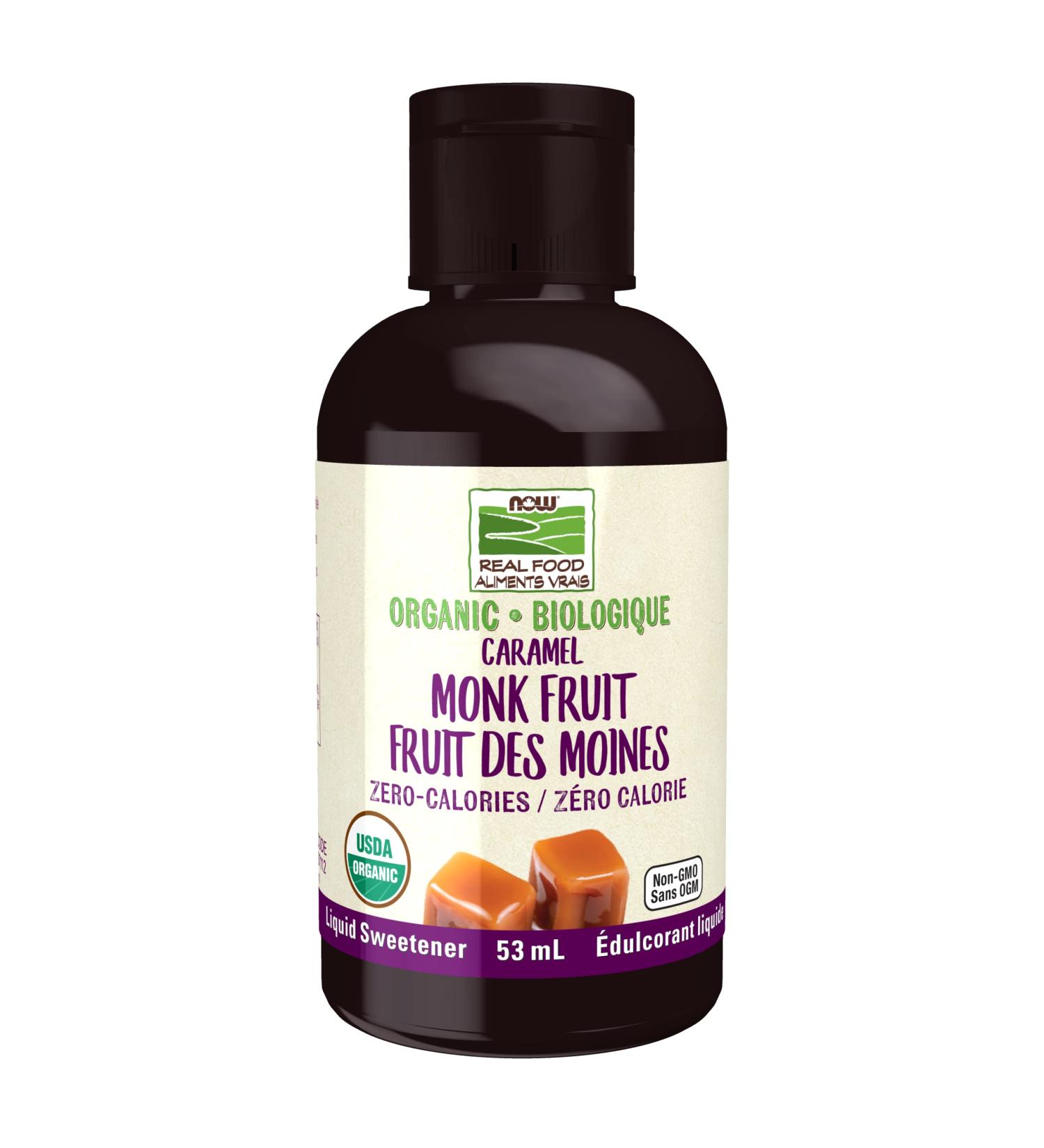 Now Foods Organic Monk Fruit Liquid Sweetener Caramel 53mL - Buy Online on GoSupps.com