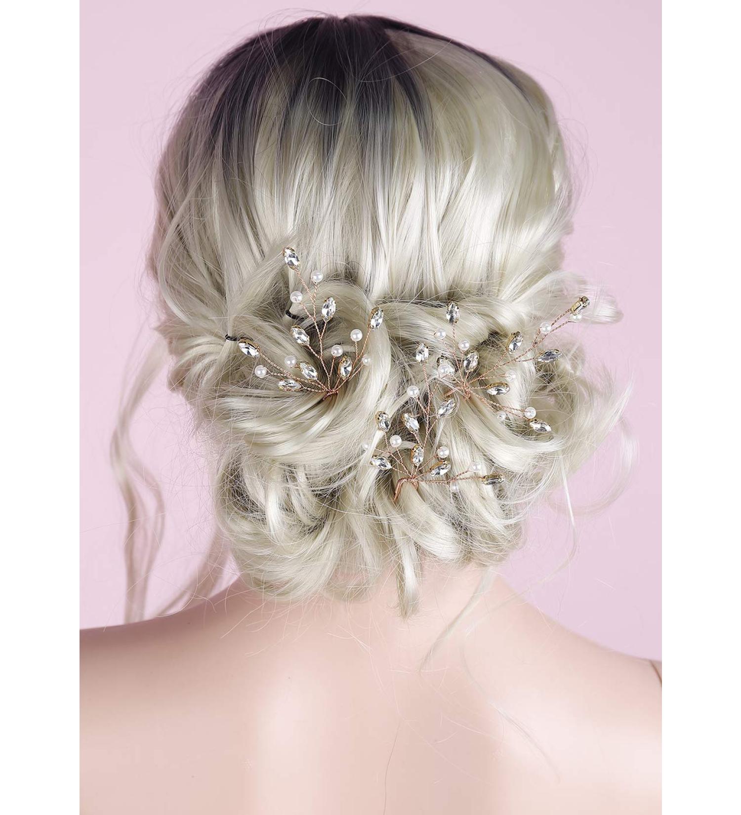 Anglacesmade Bridal Wedding Hair Pins Rose Gold Crystal Hair Piece Pearl Bobby Pins Rhinestone Bridesmaids Hair Pin Wedding Hair Pins Hair Accessories for Women and Bride(Rose gold) - Buy Online on GoSupps.com