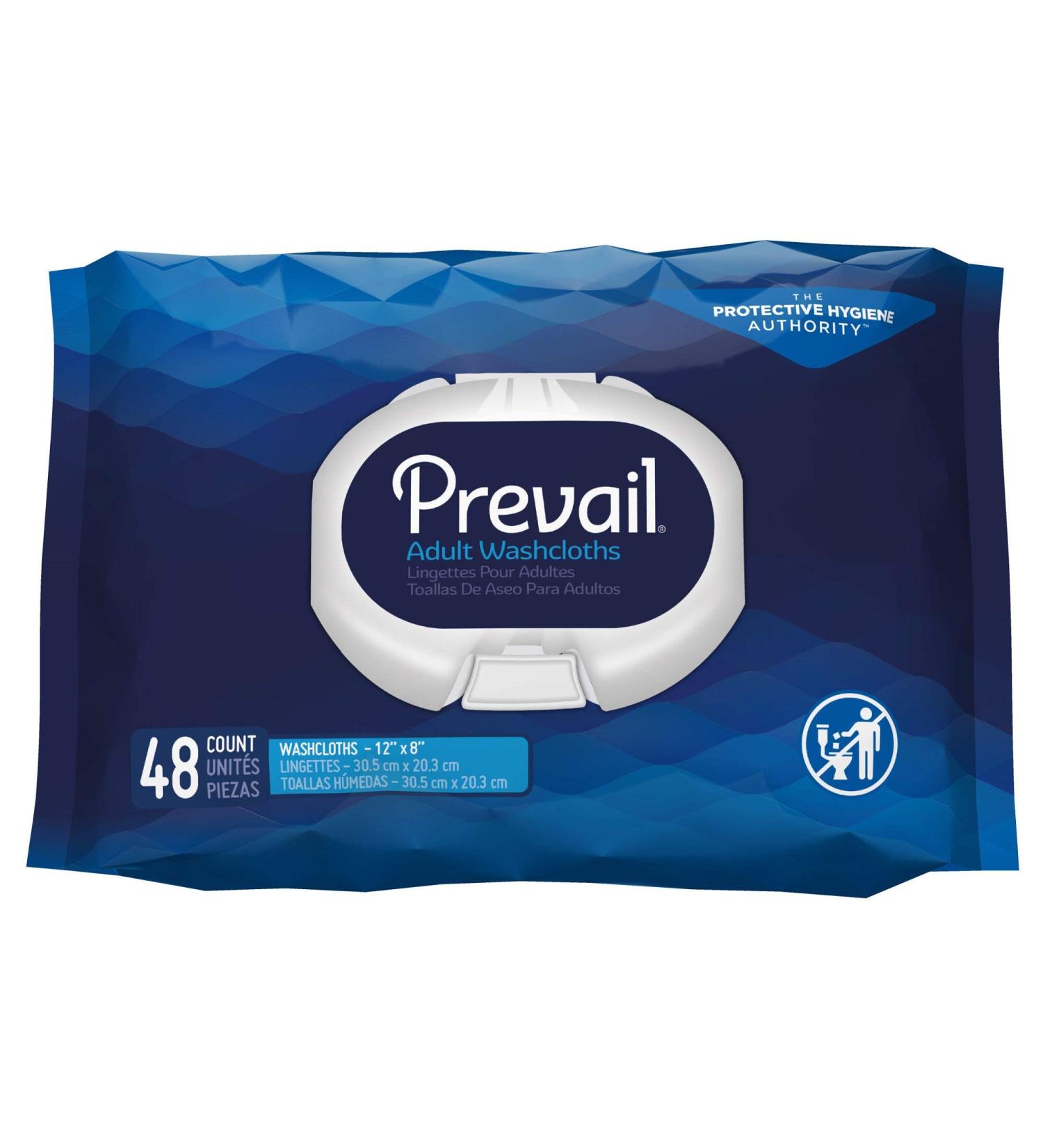 Prevail Proven | Wipes | Soft Pack Adult Washcloths | 12"x 8" | 576 Count 48 Count (Pack of 12) Fragrance