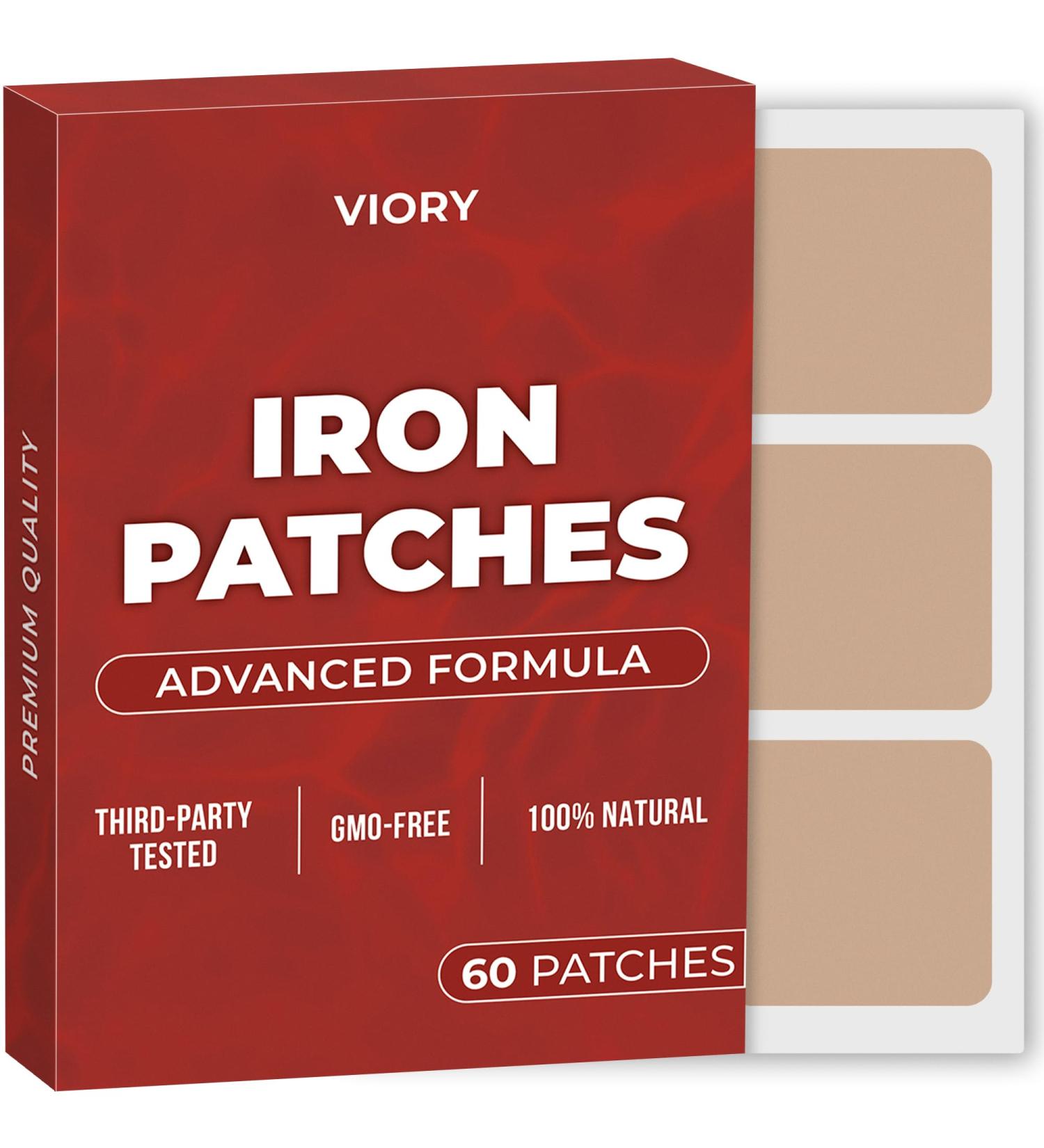 Iron Patches (Pack of 60) - 100% Natural Patch for Women and Men - with Biotin - Energy Focus & Body Support - Enhanced Formula - Buy Online on GoSupps.com