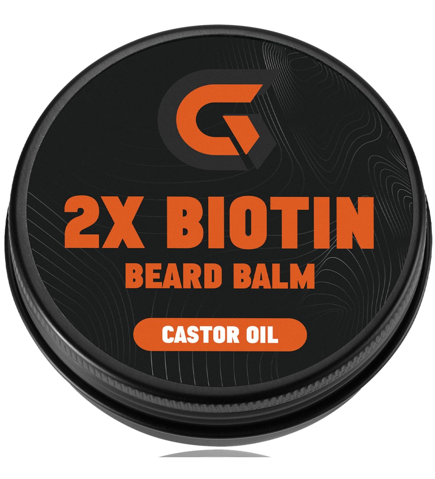 Buy 2X Biotin Beard Balm - Vegan Leave-In Conditioner & Moustache Wax | Facial Hair Moisturizer & Strengthener with Castor Oil - 2 Oz - Buy Online on GoSupps.com