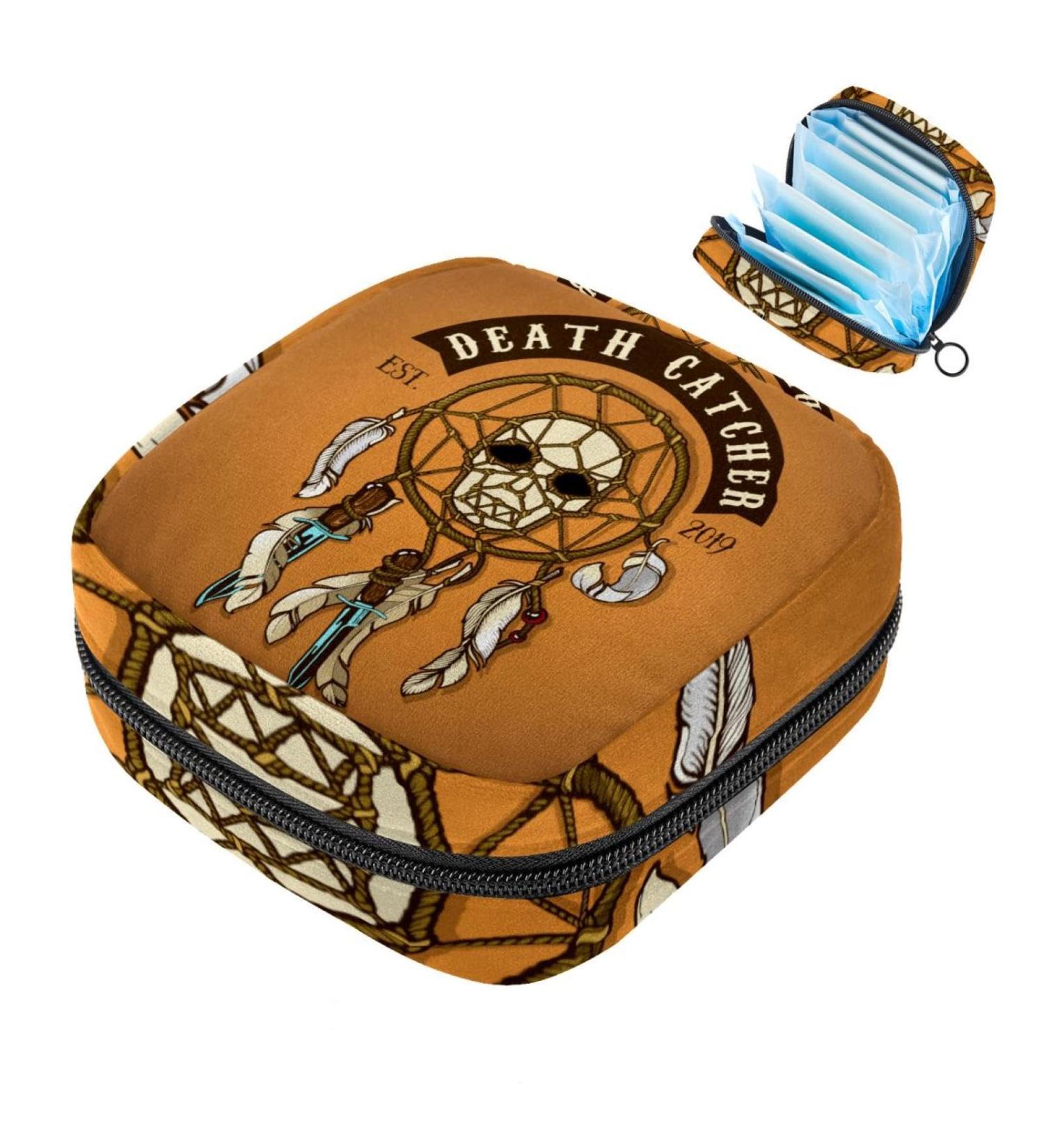 Portable Women's Binding-Up Bags | Menstrual Cup Pocket & Tampon Holder for Teen Girls - Colorful Biker-Dead Head Design - Buy Online on GoSupps.com
