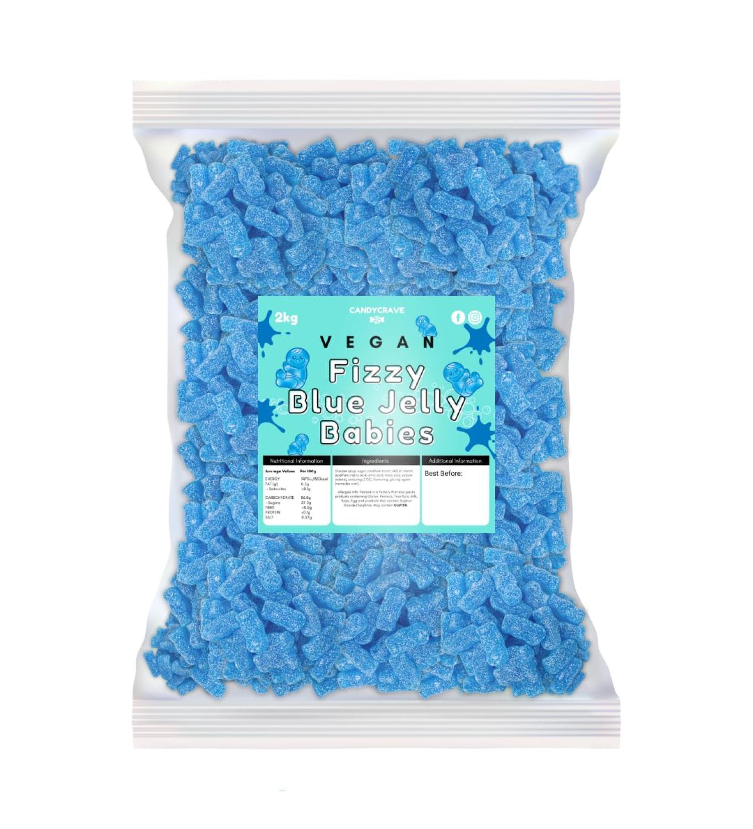 Candycrave - Vegan Fizzy Blue Jelly Babies 2Kg Bulk Bag - Buy Online on GoSupps.com