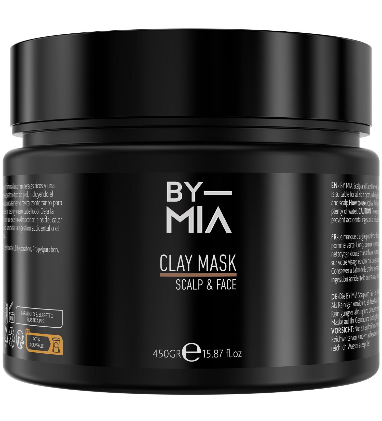 BY MIA Scalp & Face Clay Mask 450 gr | Refreshing Green Apple Scent | Rich Minerals | For All Skin Types | Natural Clay Face Mask - Buy Online on GoSupps.com