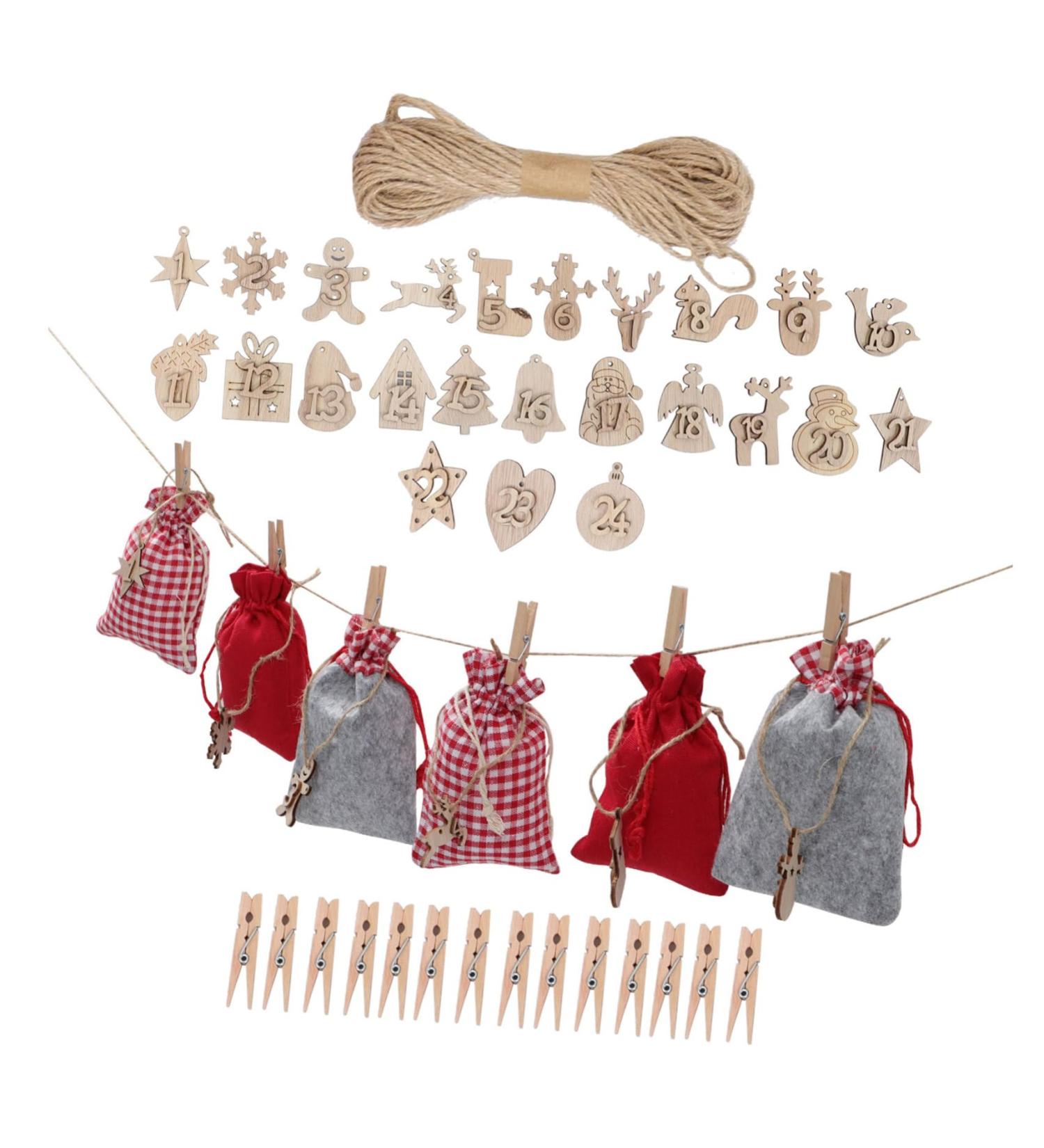 KONTONTY 1 Set Christmas Calendar Bag Christmas Cloth Bags Diy Advent Calendar Bags Xmas Drawstring Bags - Buy Online on GoSupps.com